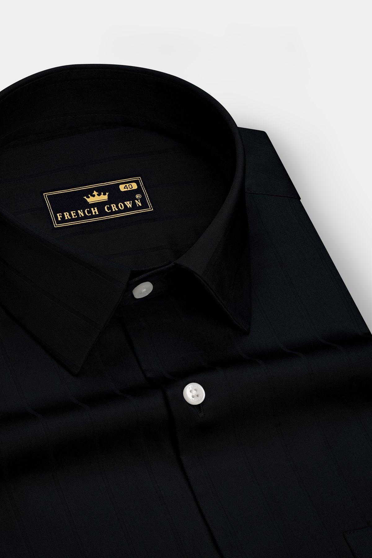 Noir-Jade Black Dobby Striped Premium Giza Cotton Dress Shirt