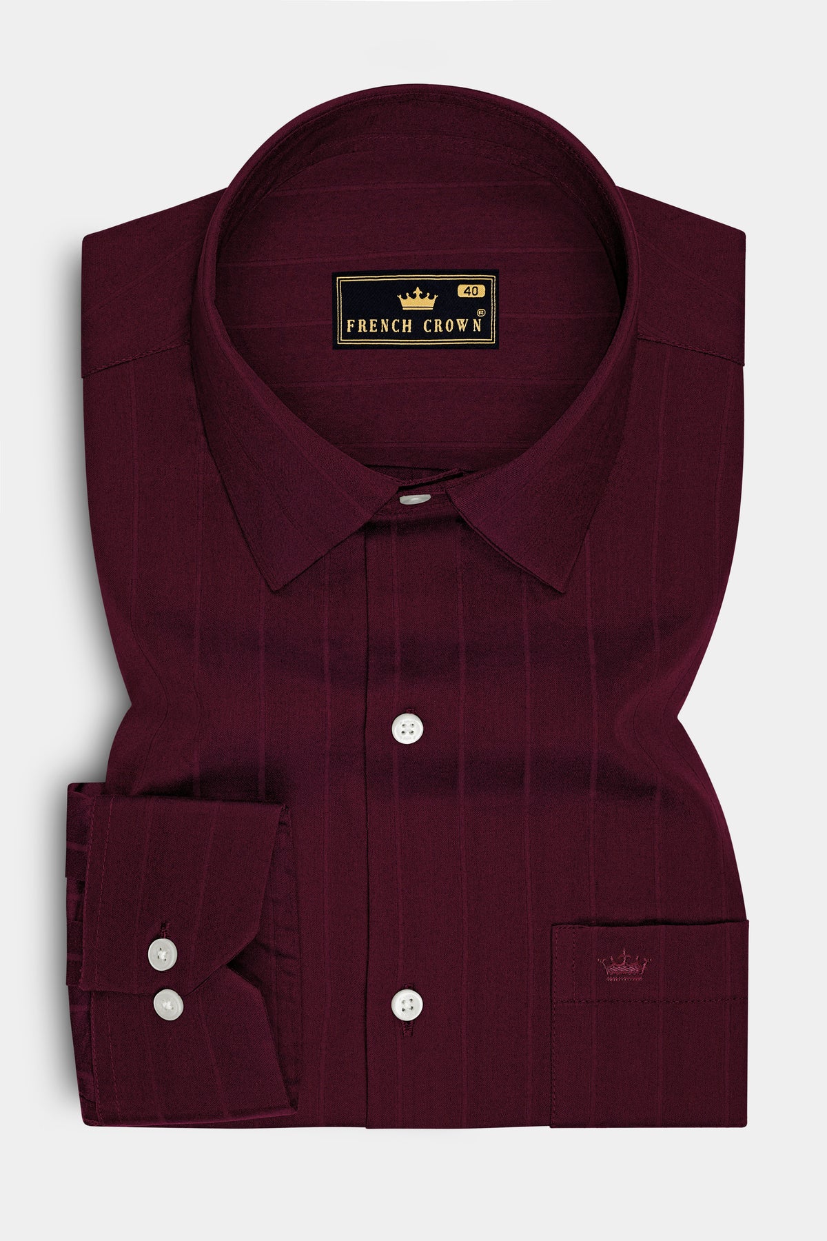 Briar-Cedar Maroon Dobby Striped Premium Giza Cotton Dress Shirt