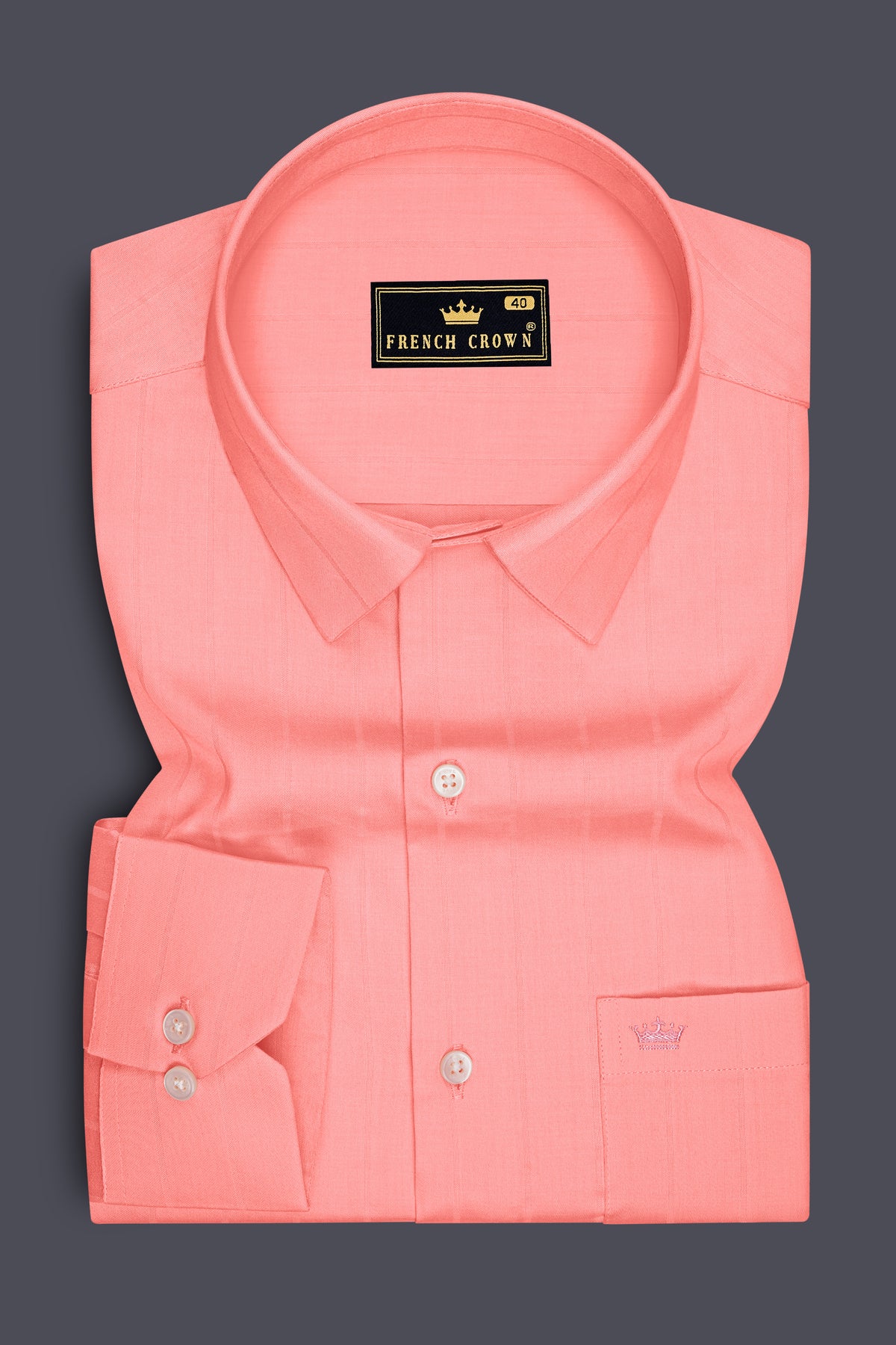 Aurelia-Salmon Pink Dobby Striped Premium Giza Cotton Dress Shirt