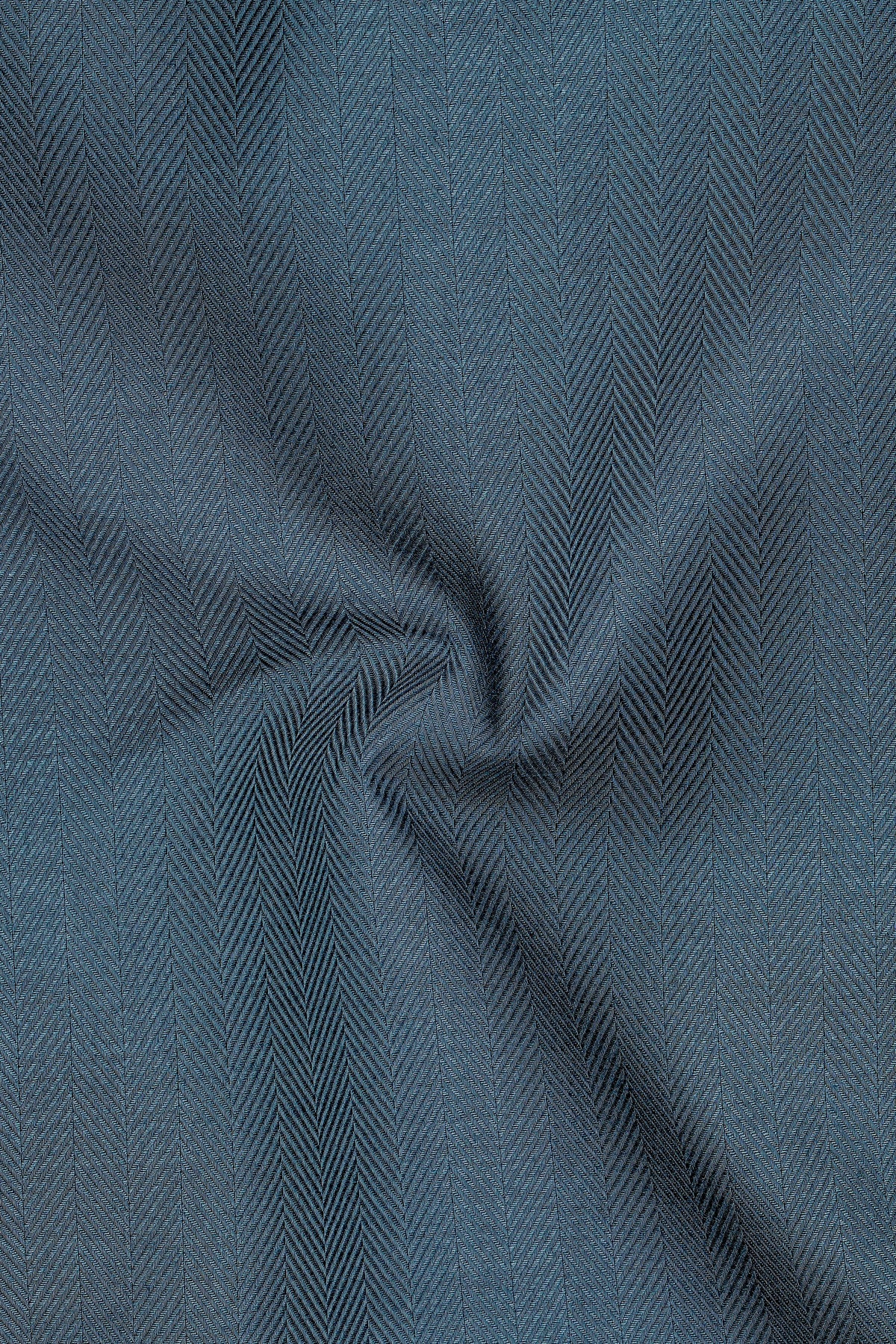 Sartorial-Fiord Gray Herringbone Textured Premium Cotton Dress Shirt