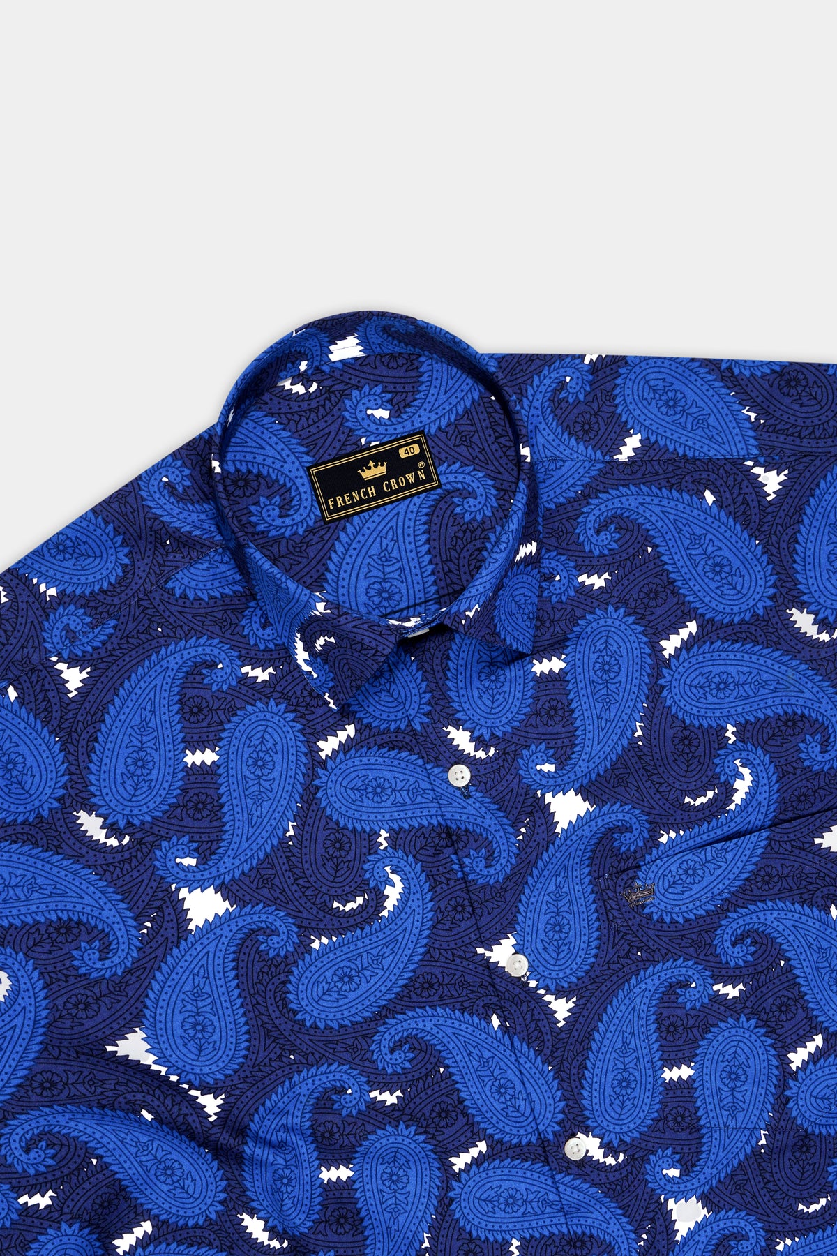 Celeste-Sapphire Blue And Bright White Paisley Printed Subtle Sheen Super Soft Premium Cotton Casual Shirt