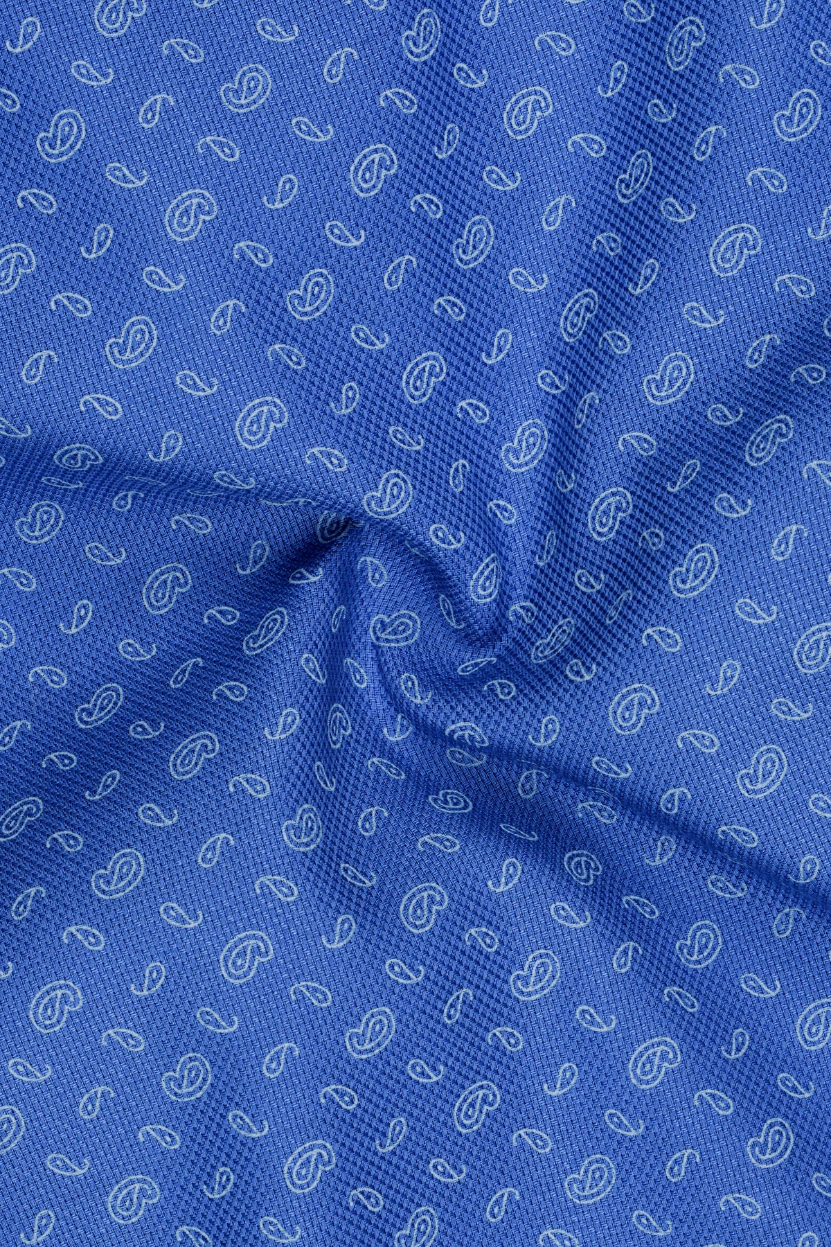 Caspian-Mariner Blue Dobby Mini Paisley Printed Premium Giza Cotton Semi Formal Shirt