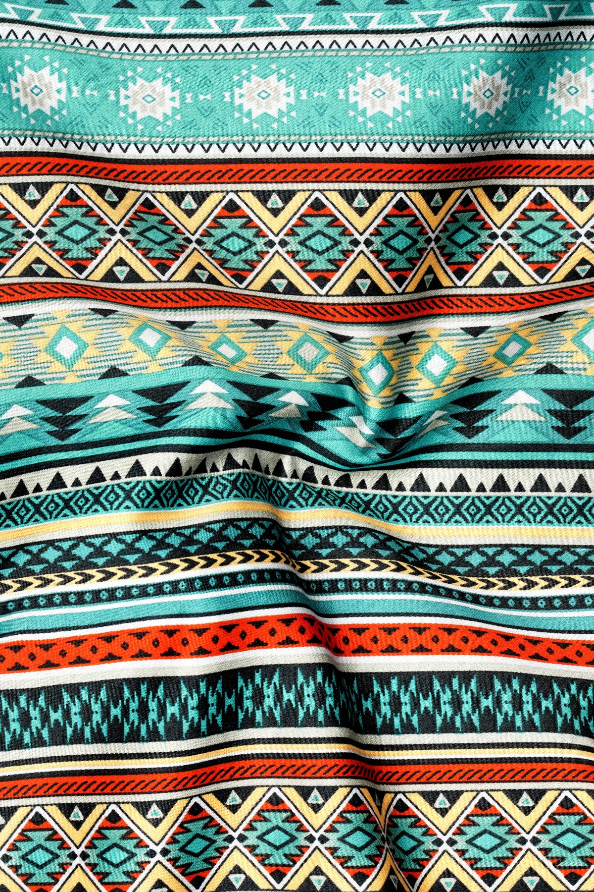 Nomad-Keppel Blue And Mirage Brown Multicolor Aztec Geometric Printed Subtle Sheen Super Soft Premium Cotton Casual Shirt