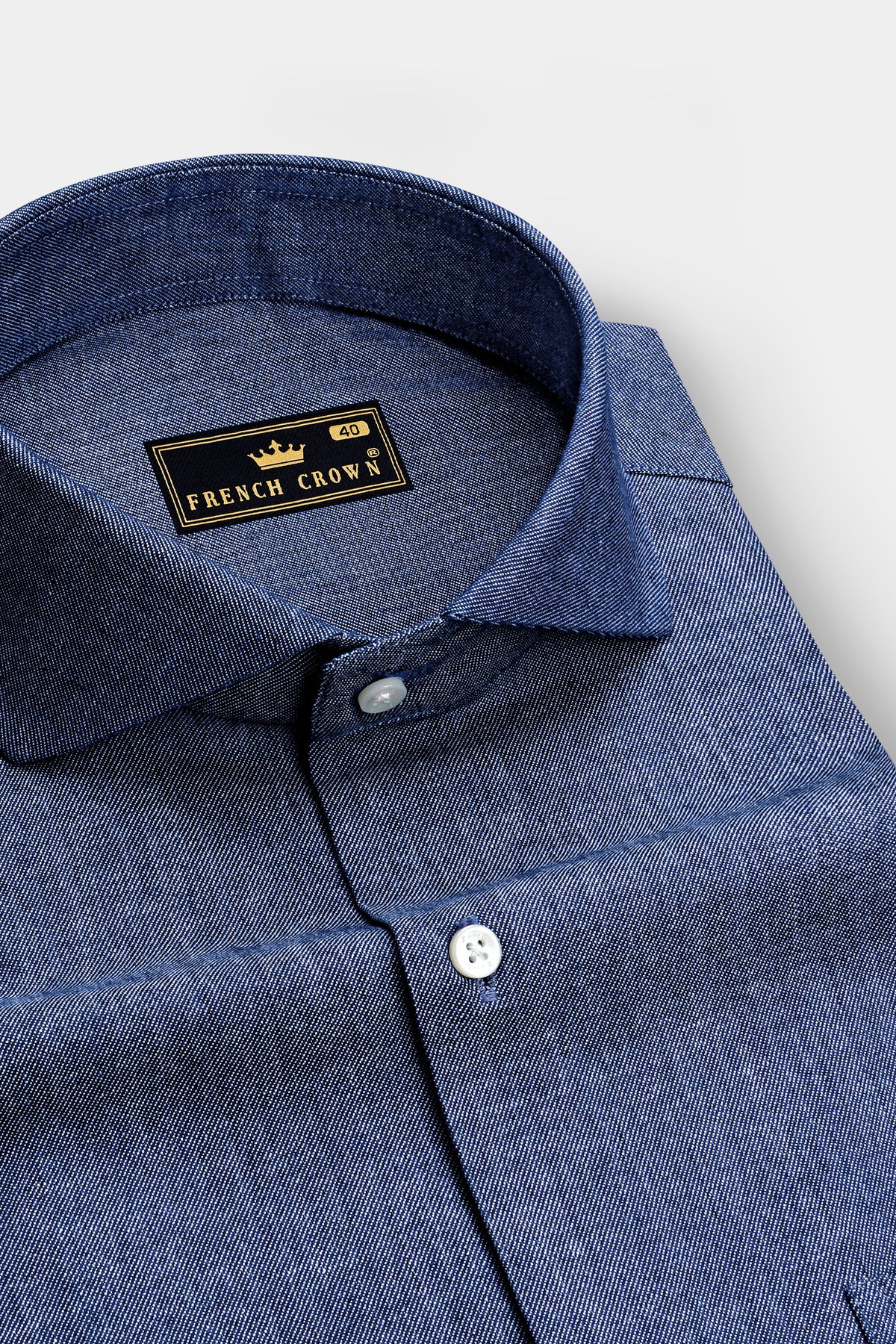 Celestia-Zodiac Blue Oxford Textured Premium Cotton Cut Away Casual Shirt