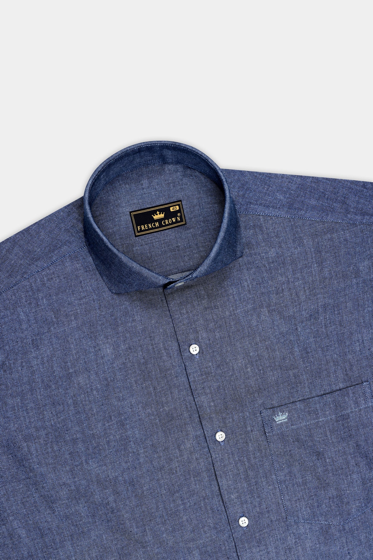 Celestia-Zodiac Blue Oxford Textured Premium Cotton Cut Away Casual Shirt