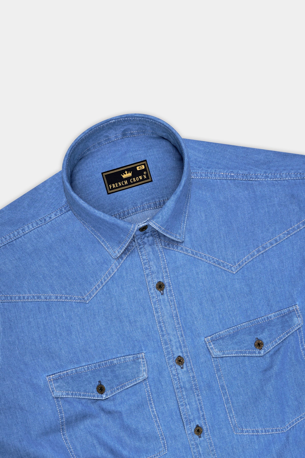 Boreal-Danube Blue Textured Heavyweight Denim Designer Overshirt/shacket