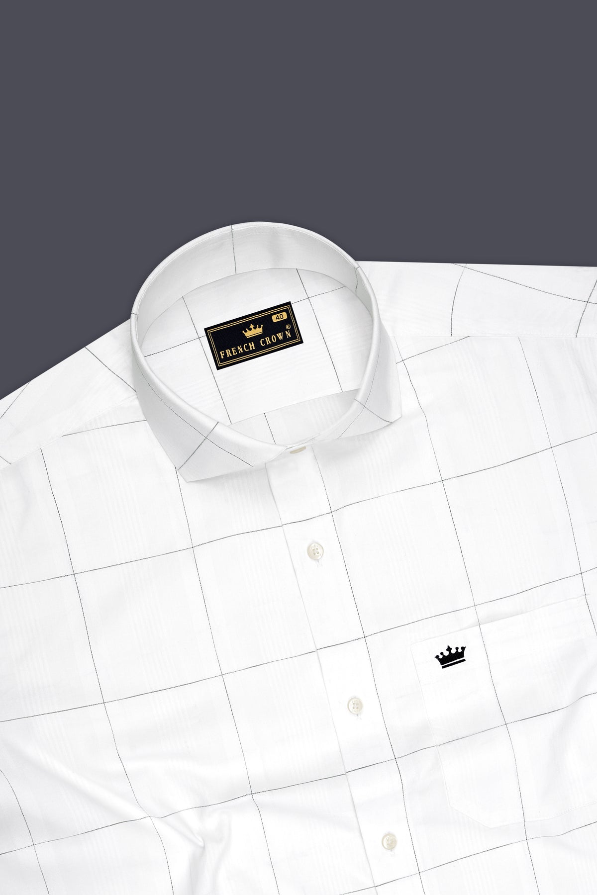Echelon-Bright White Dobby Windowpane Premium Giza Cotton Dress Shirt