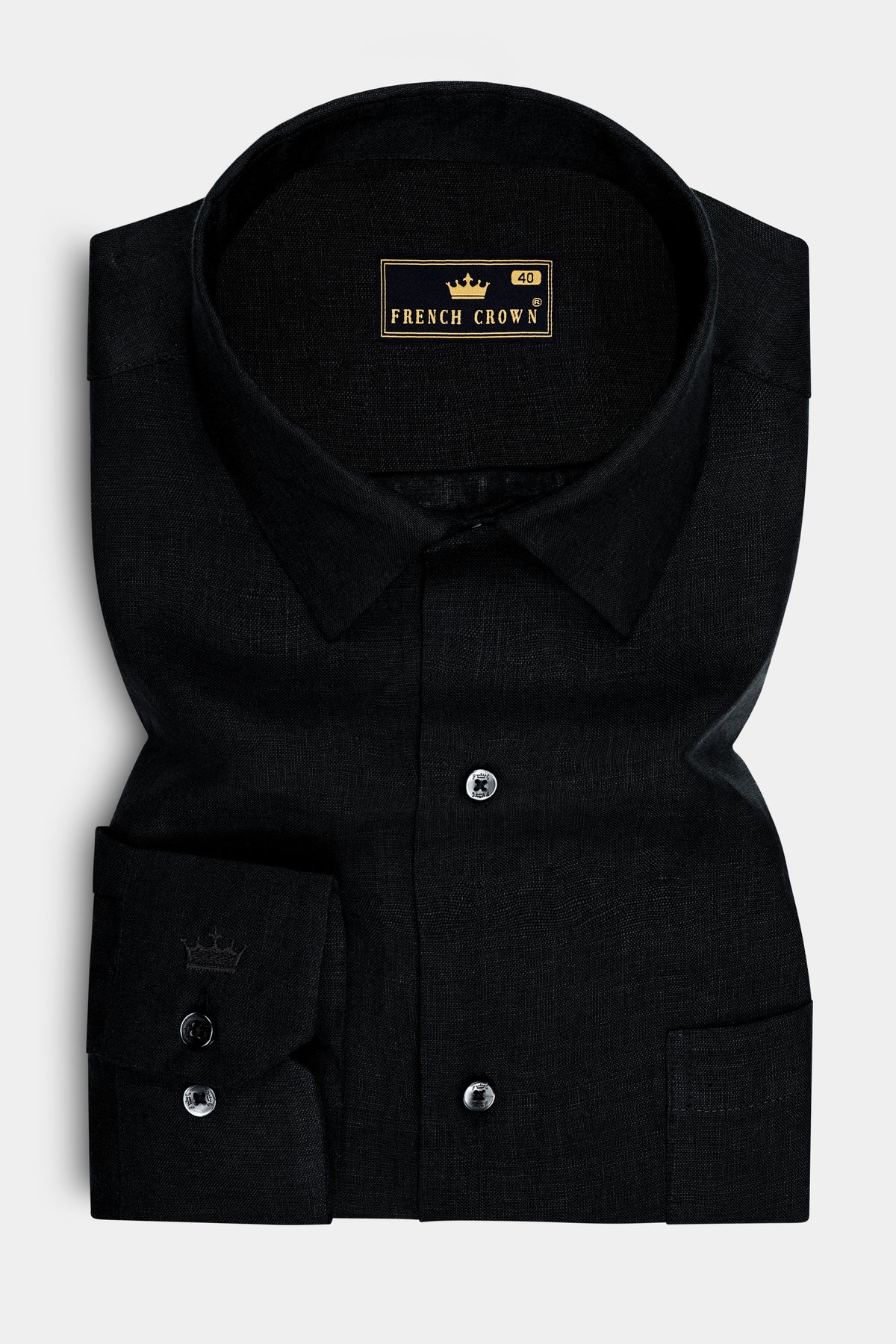 Obsidian-Jade Black Pure Luxurious Linen Dress Shirt