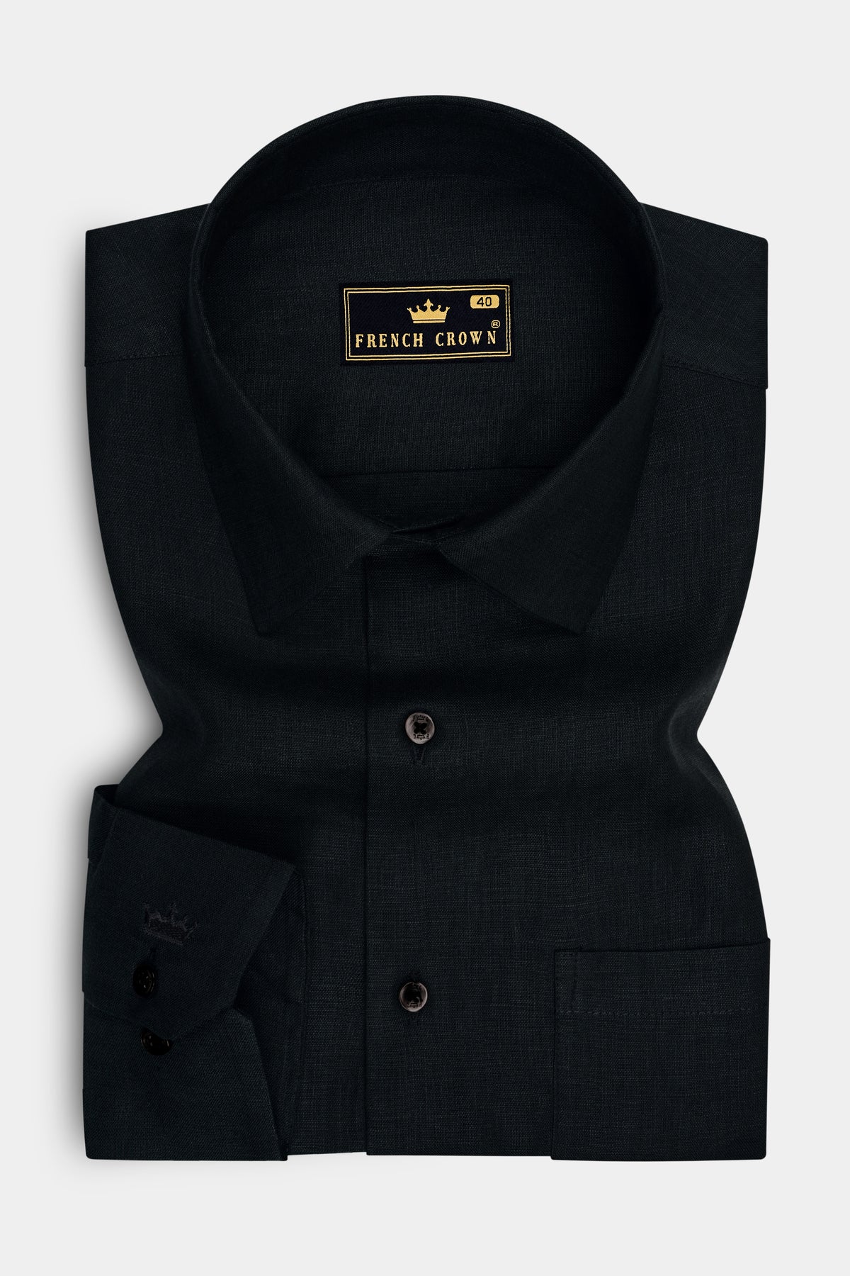 Maison-Jade Black Pure Luxurious Linen Dress Shirt