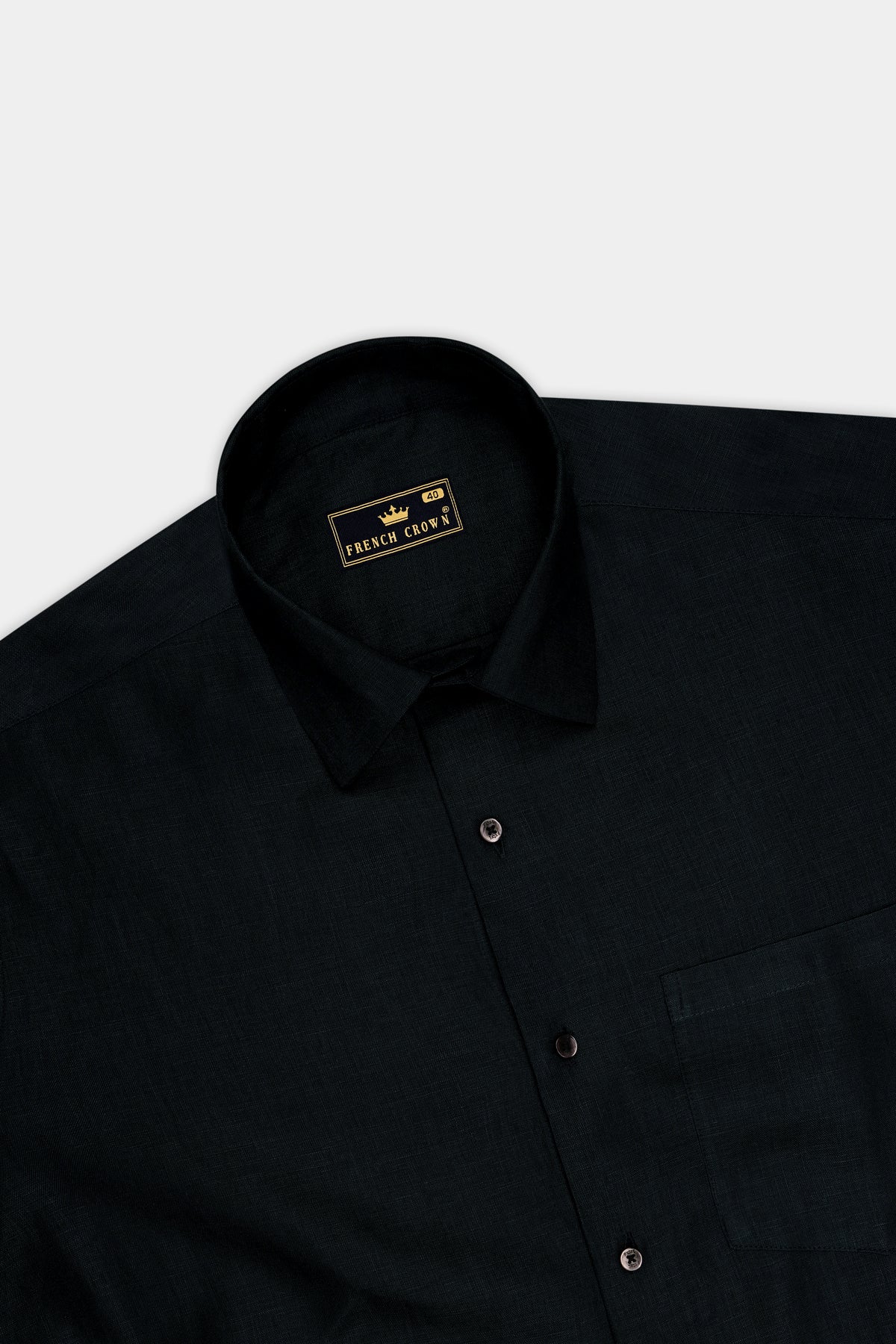 Maison-Jade Black Pure Luxurious Linen Dress Shirt