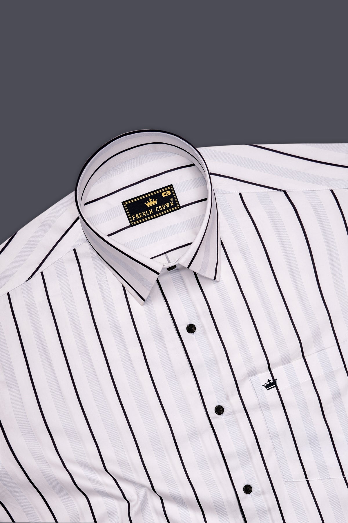 Echelon-Bright White And Jade Black Bold Vertical Striped Super Soft Premium Cotton Dress Shirt