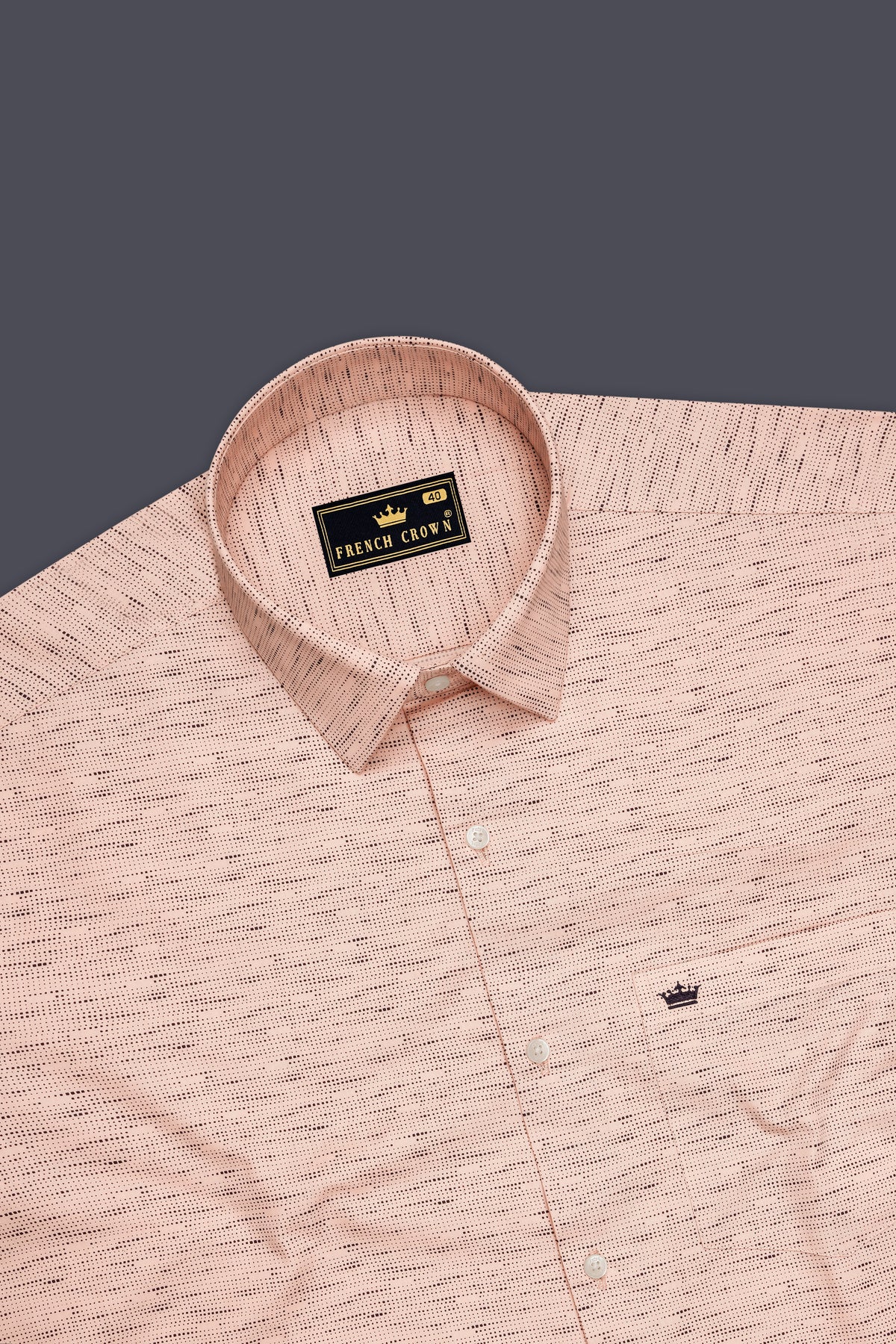 Axiom-Cavern Peach And Jade Black Micro Dot Printed Poplin Giza Cotton Semi Formal Shirt