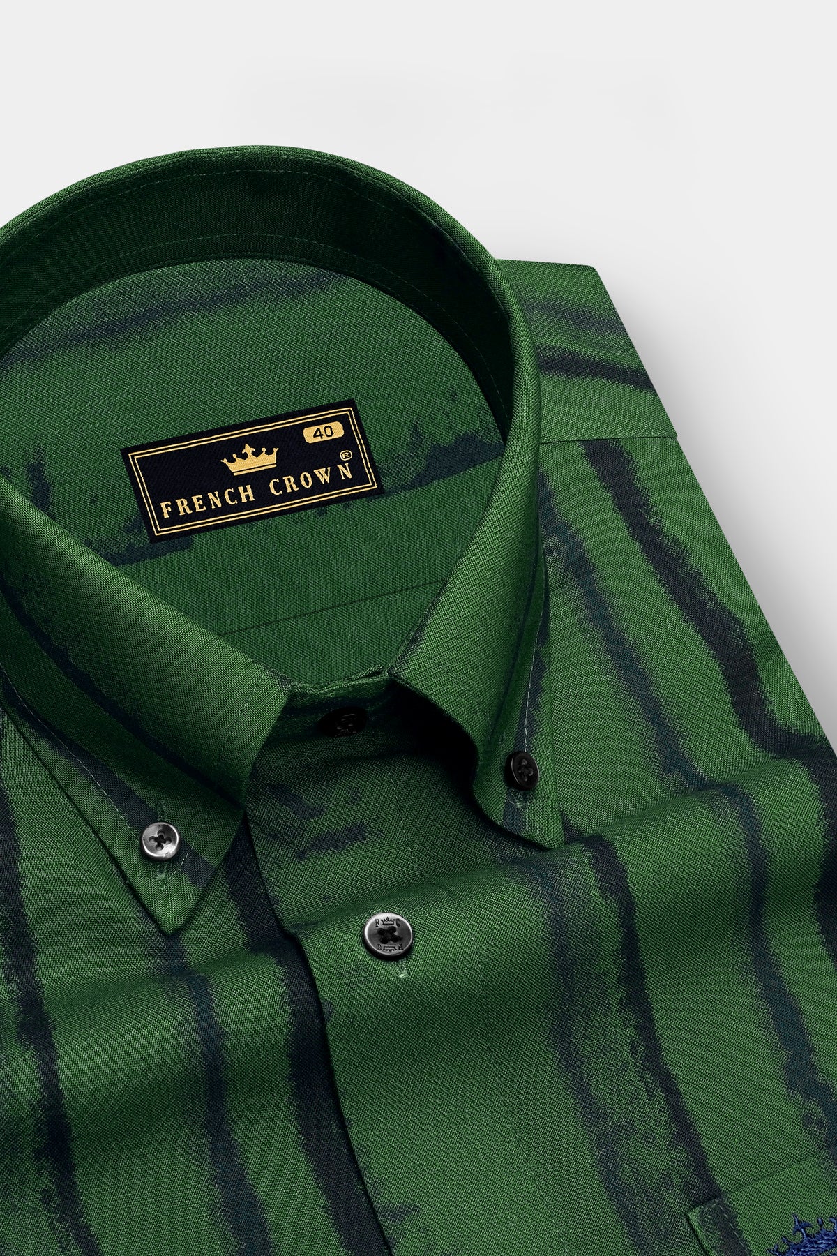 Sylvan-Everglad Green And Jade Black Abstract Printed Super Soft Tencel Casual Shirt