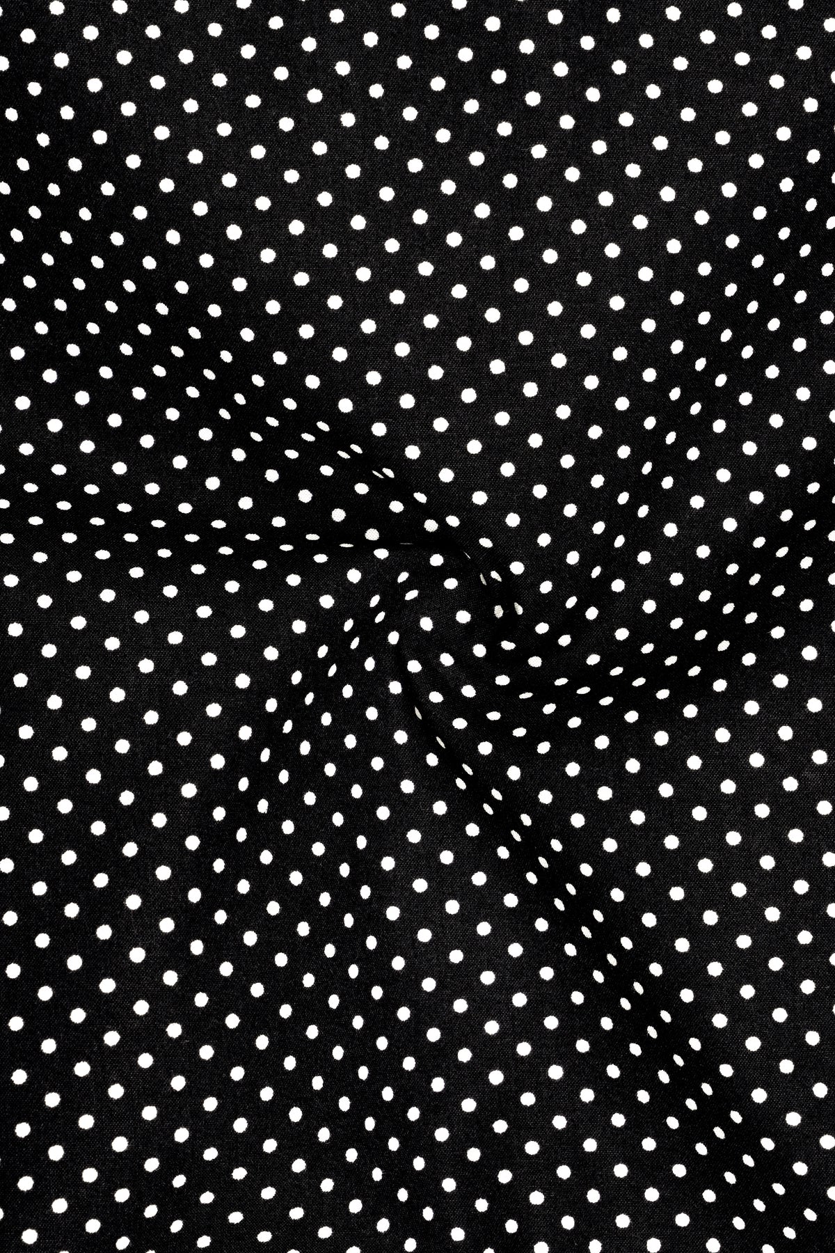Sartorial-Jade Black And Bright White Micro Dot Printed Poplin Giza Cotton Dress Shirt