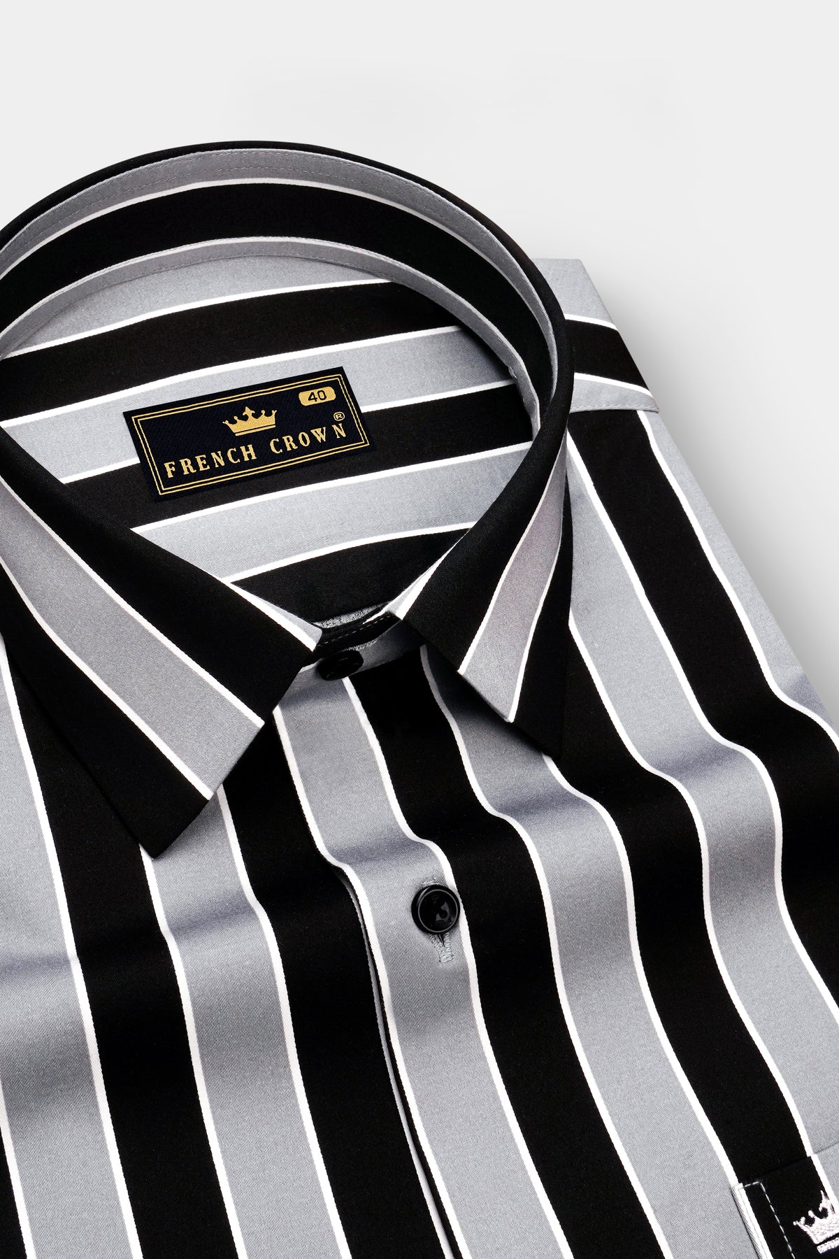 Monarch-Jade Black And Regent Gray Bengal Striped Super Soft Premium Cotton Dress Shirt