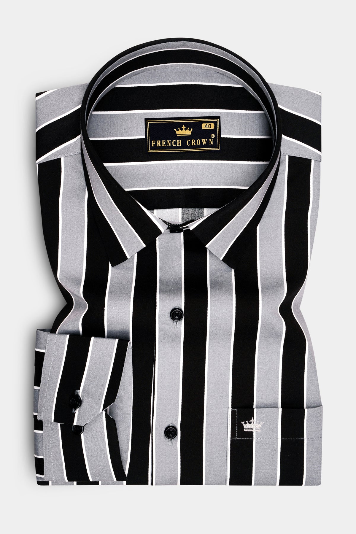 Monarch-Jade Black And Regent Gray Bengal Striped Super Soft Premium Cotton Dress Shirt