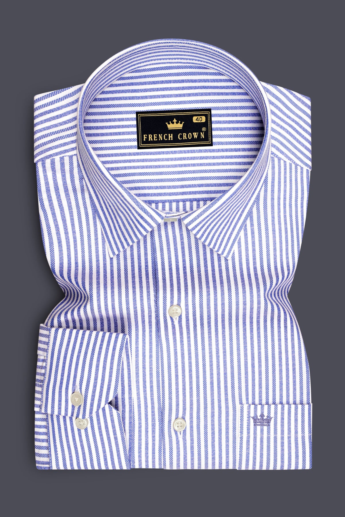 Celesse-Cornflower Blue And Bright White Dobby Pin Striped Premium Giza Cotton Dress Shirt