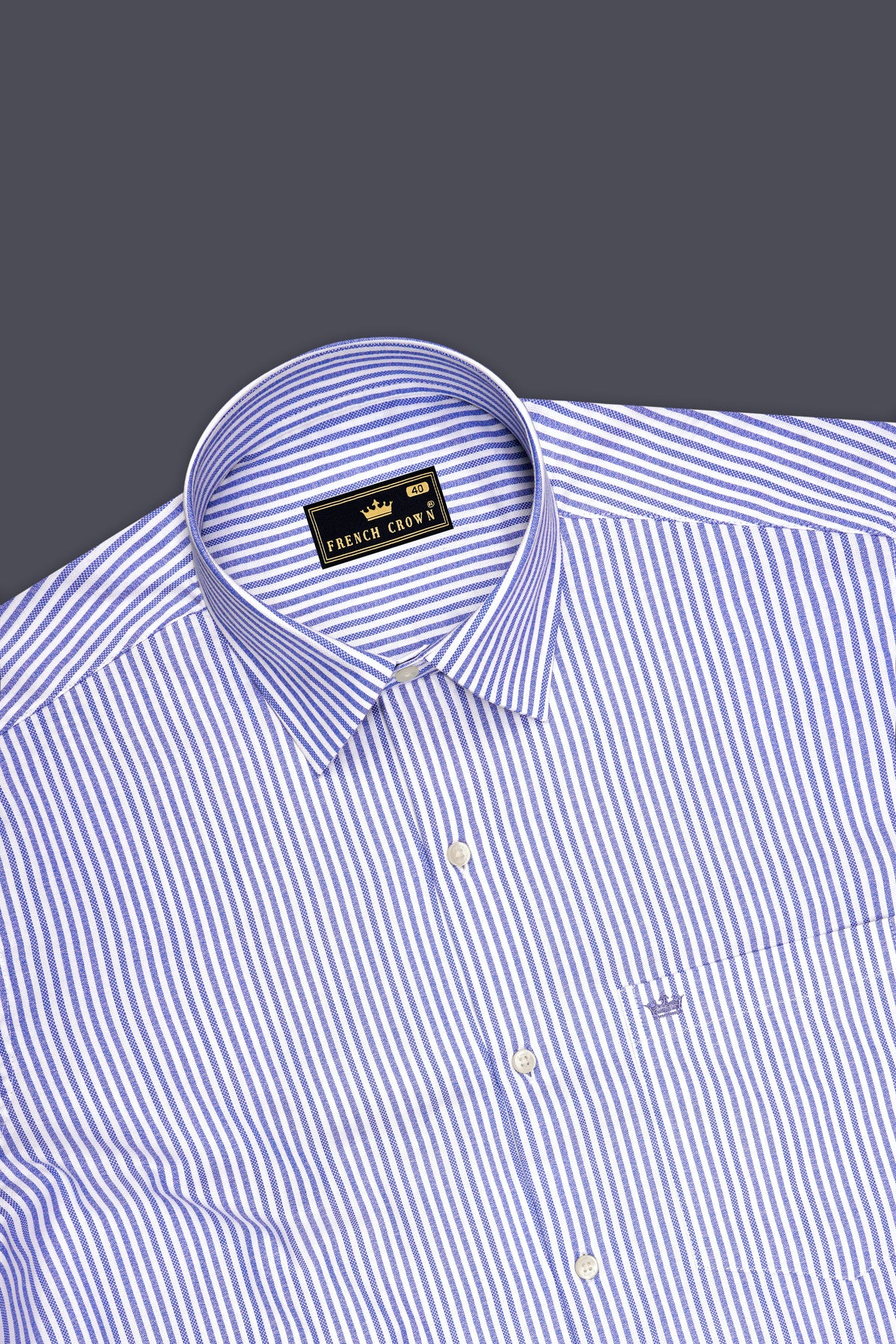 Celesse-Cornflower Blue And Bright White Dobby Pin Striped Premium Giza Cotton Dress Shirt