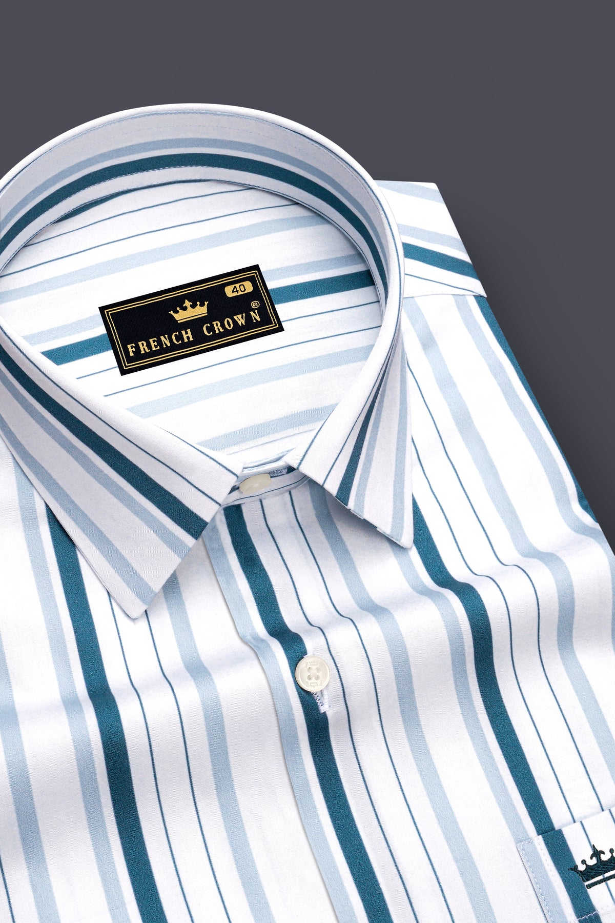 Prestige-Bright White And Regal Blue Striped Super Soft Premium Cotton Dress Shirt