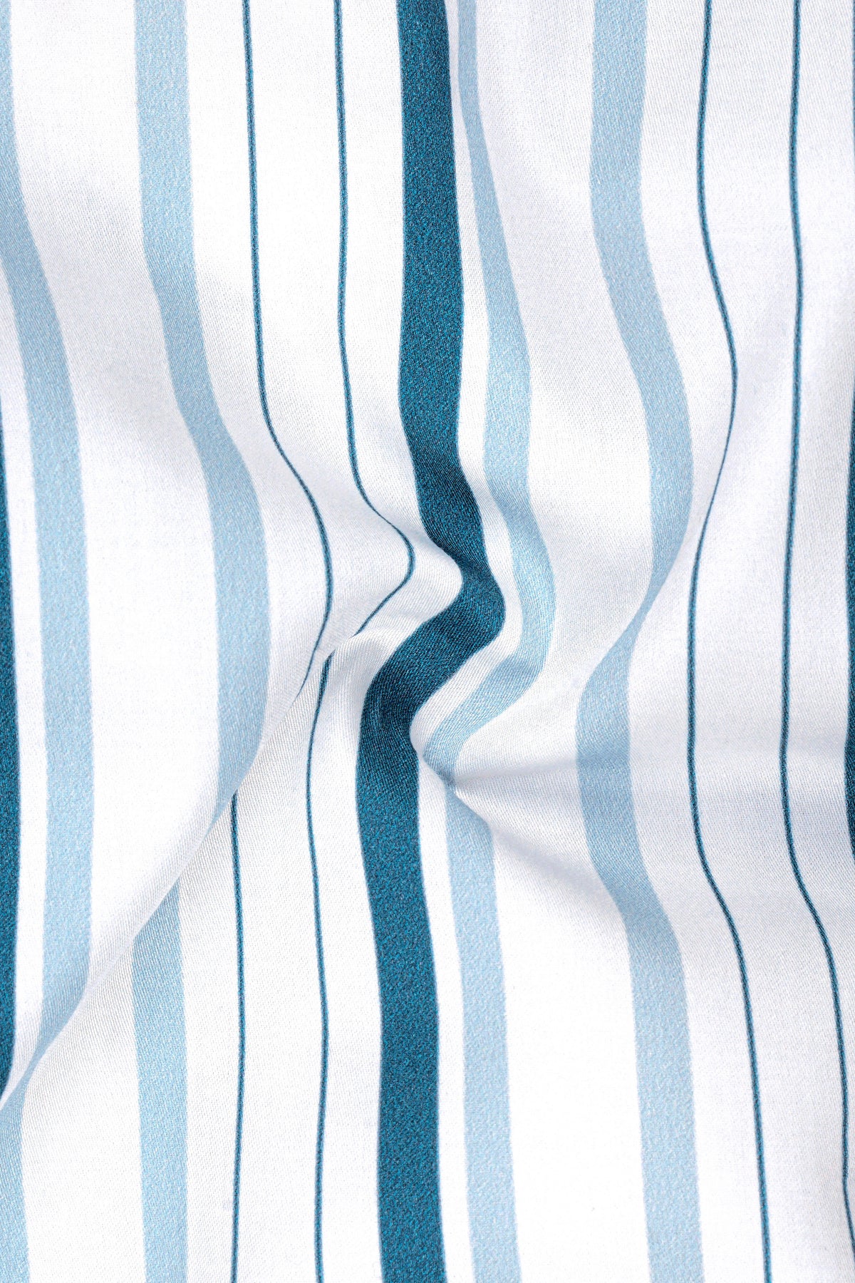 Prestige-Bright White And Regal Blue Striped Super Soft Premium Cotton Dress Shirt