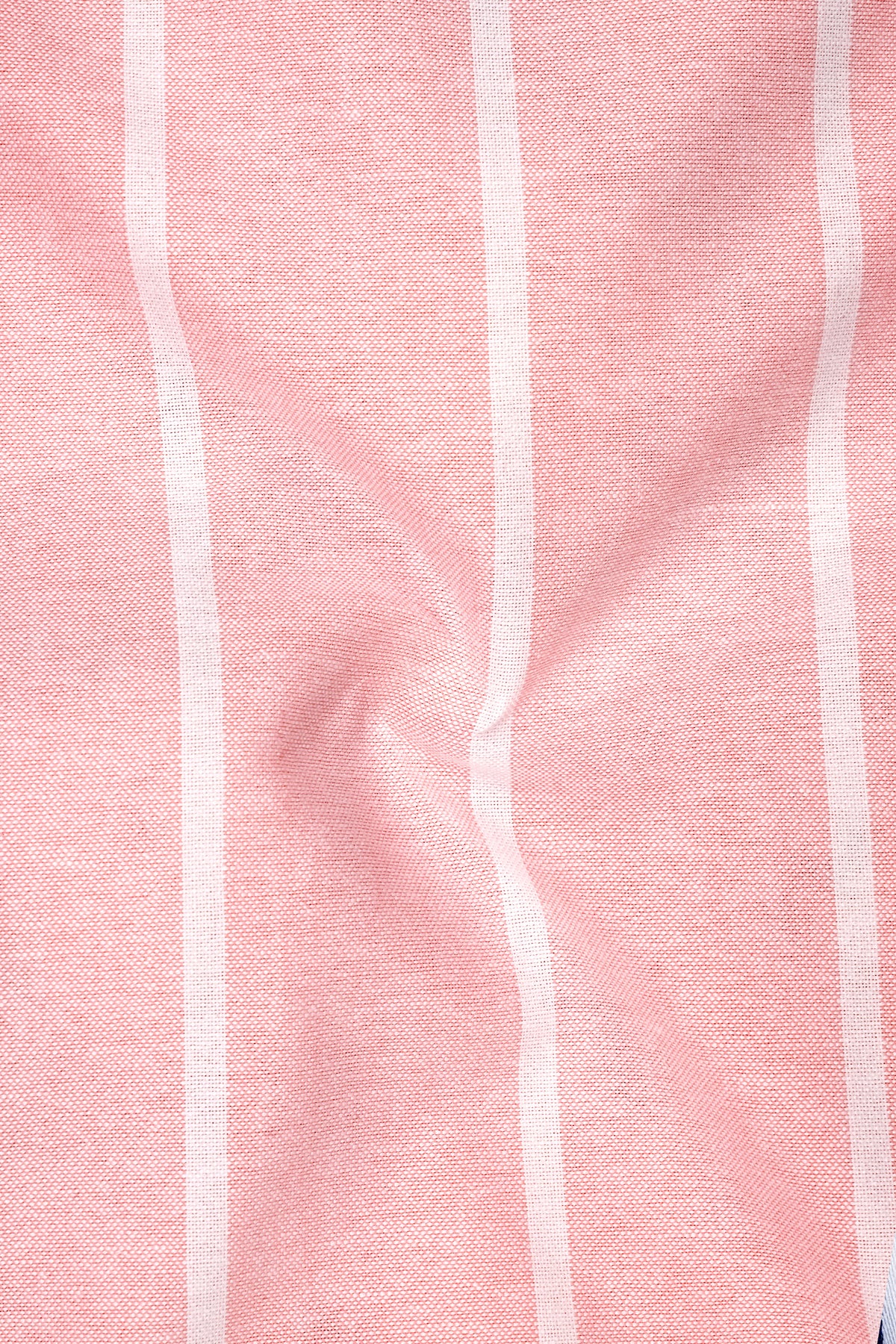 Liora-Sundown Pink And Bright White Striped Oxford Premium Cotton Dress Shirt
