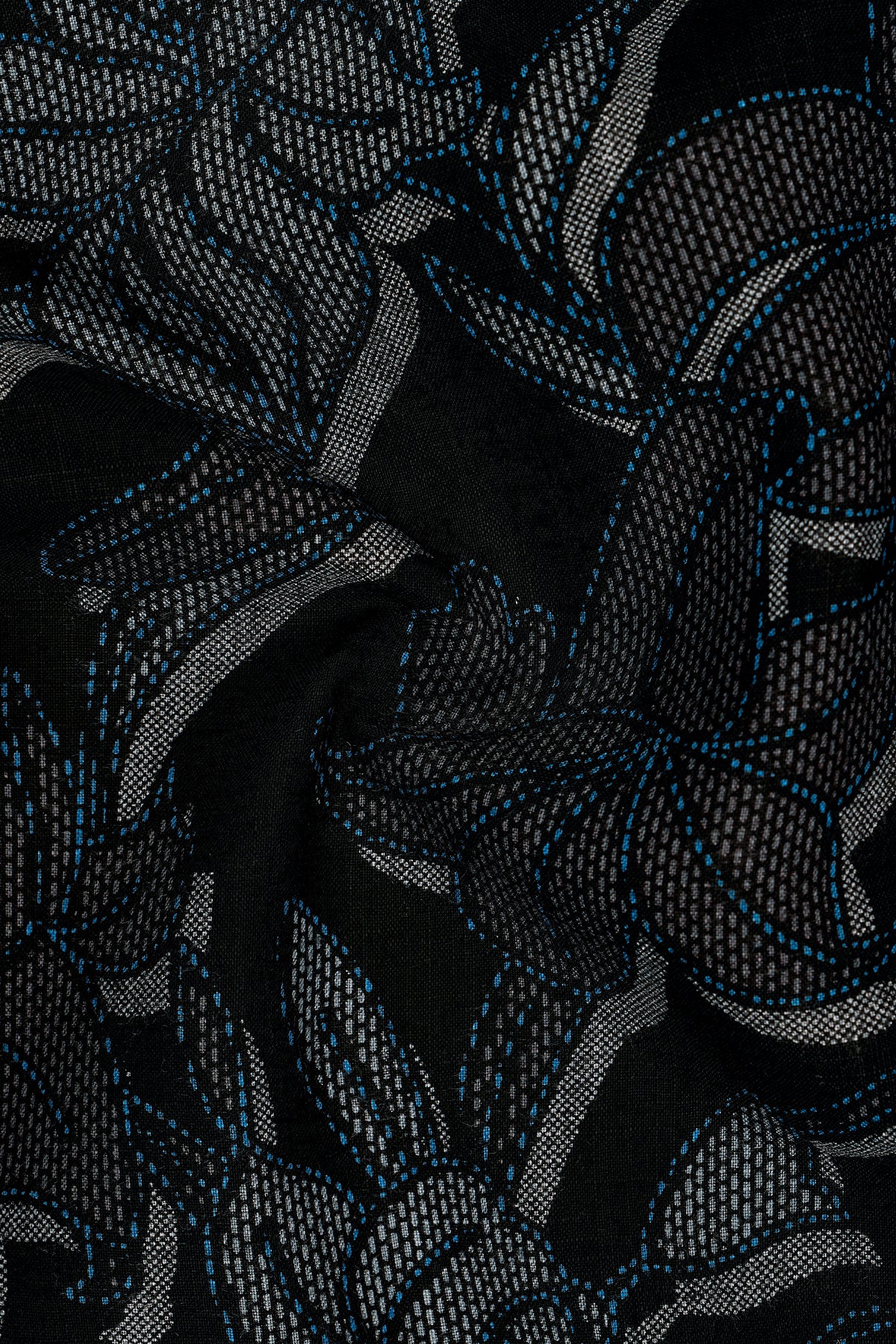 Botanique-Jade Black and Bright White Monochrome Floral Printed Super Soft Tencel-Linen Blend Casual Shirt