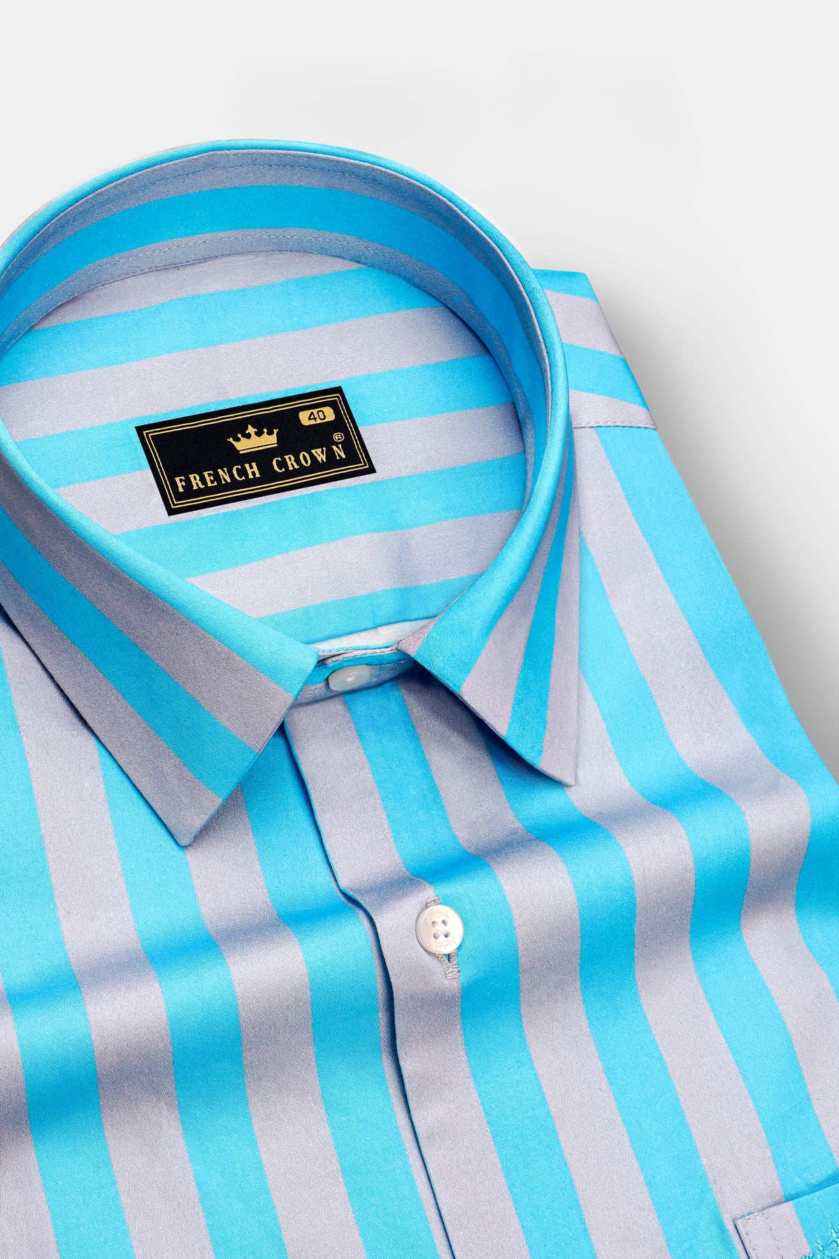 Dorian-Malibu Blue And Nebula Gray Bengal Striped Super Soft Premium Cotton Dress Shirt