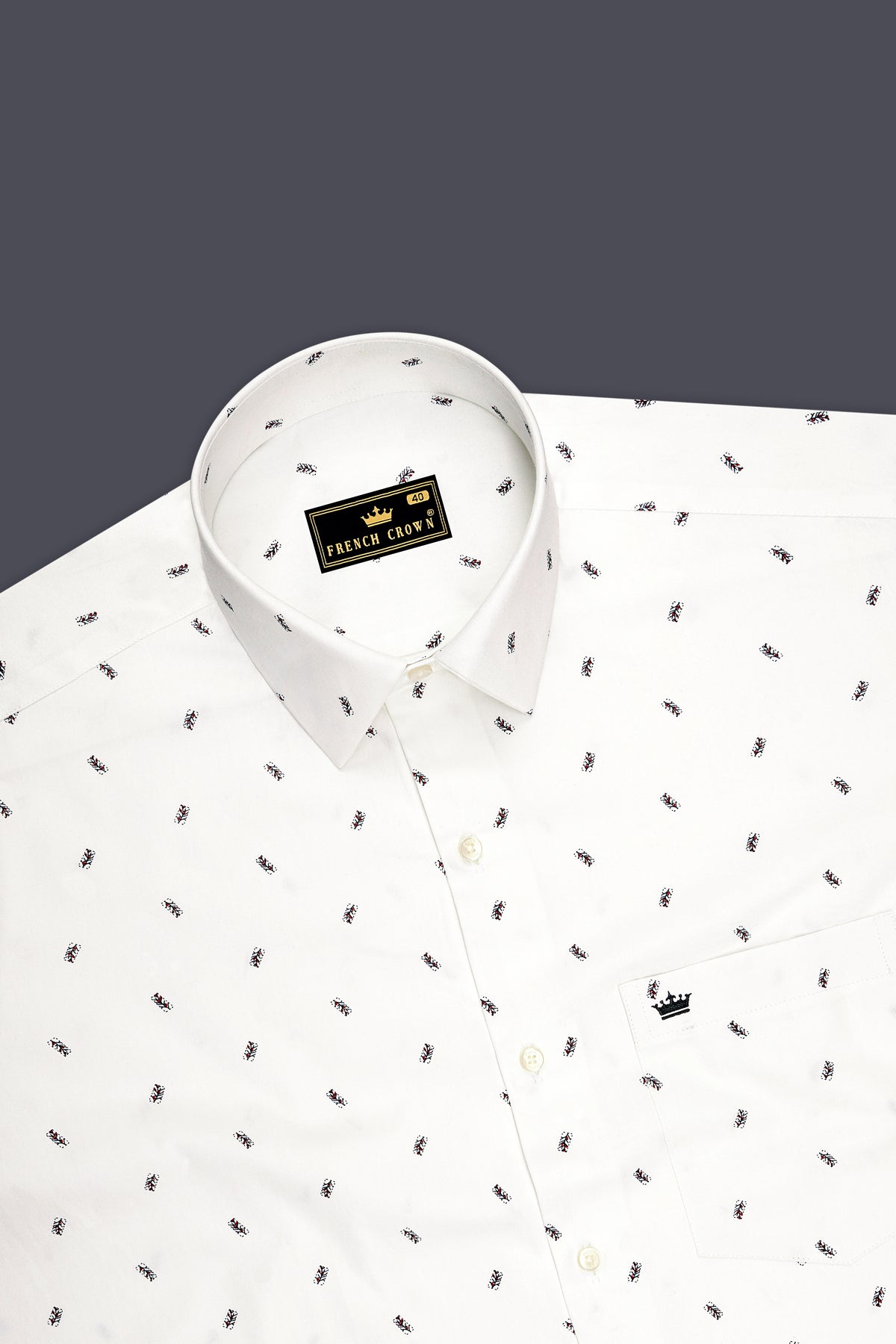 Crispen-Bright White Printed Oxford Premium Cotton Semi Formal Shirt