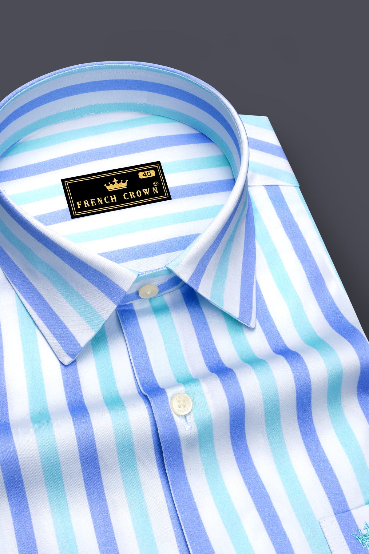 Breeze-Bright White And Jordy Blue Multicolour Candy Striped Super Soft Premium Cotton Dress Shirt
