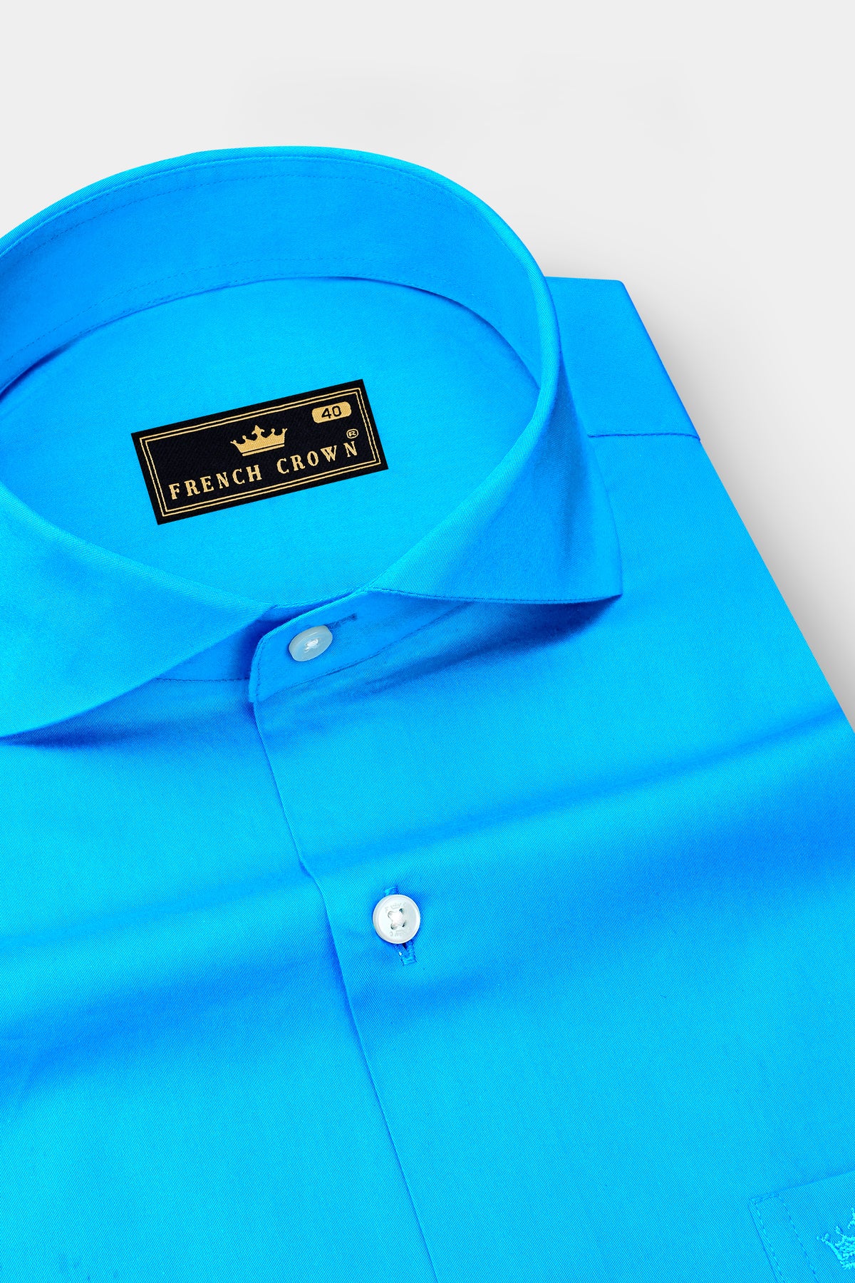 Saphir-Cerulean Blue Subtle Sheen Super Soft Premium Cotton Cut Away Collar Dress Shirt