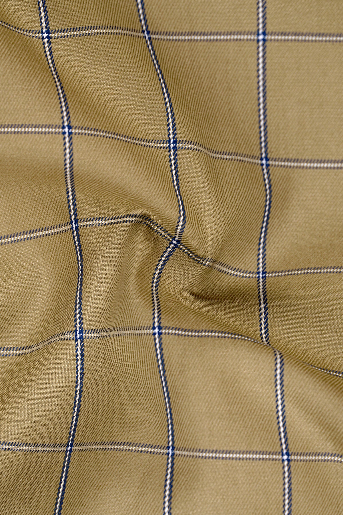 Ravello-Teak Brown Windowpane Twill Premium Cotton Semi Formal Shirt