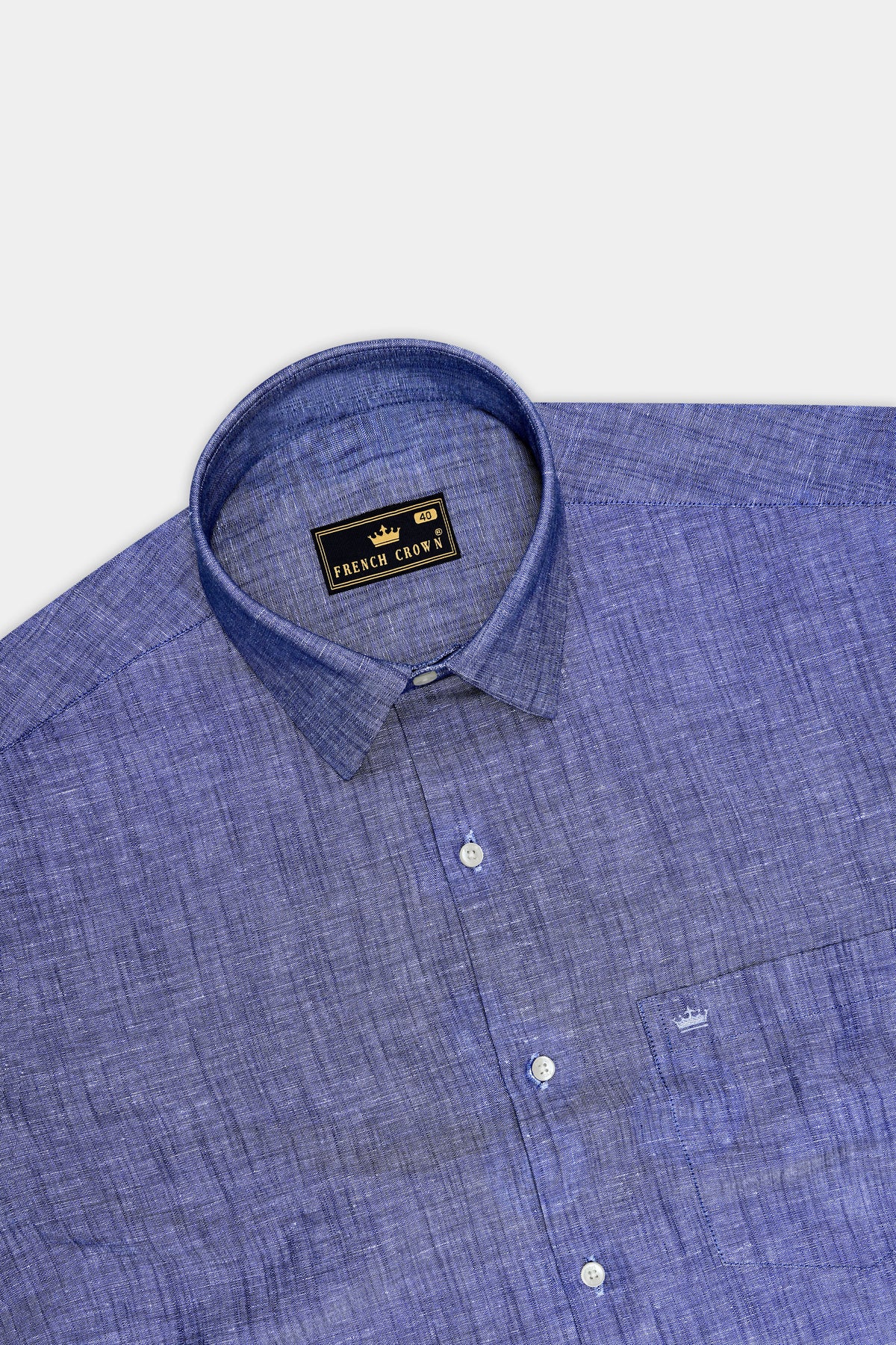 Aurelius-Fiord Blue Chambray Texture Luxurious Linen Semi Formal Shirt