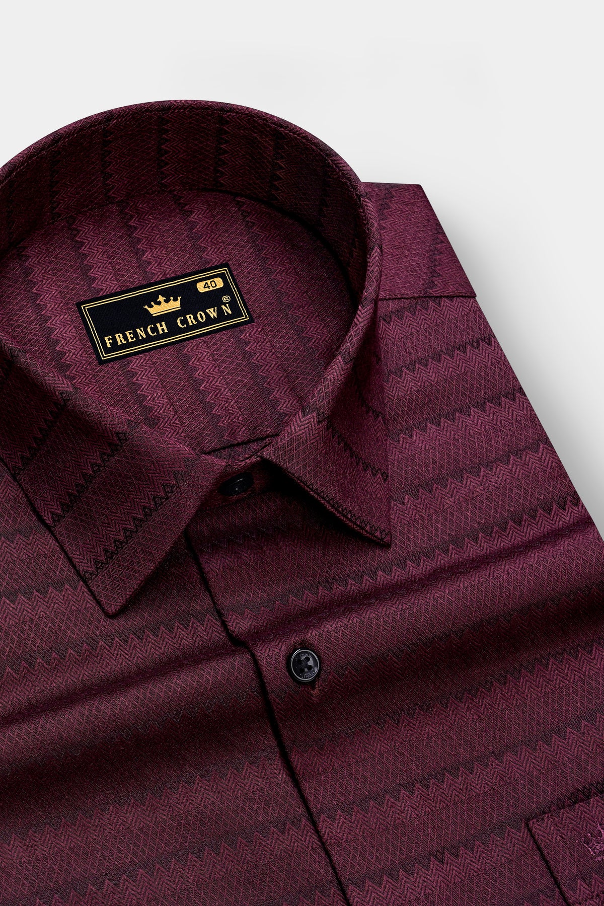 Kairo-Zambezi Maroon Jacquard Zigzag Textured Premium Cotton Dress Shirt