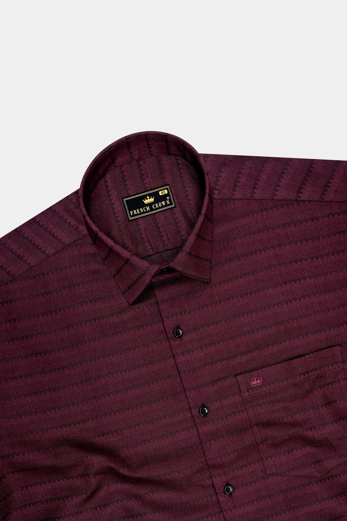 Kairo-Zambezi Maroon Jacquard Zigzag Textured Premium Cotton Dress Shirt
