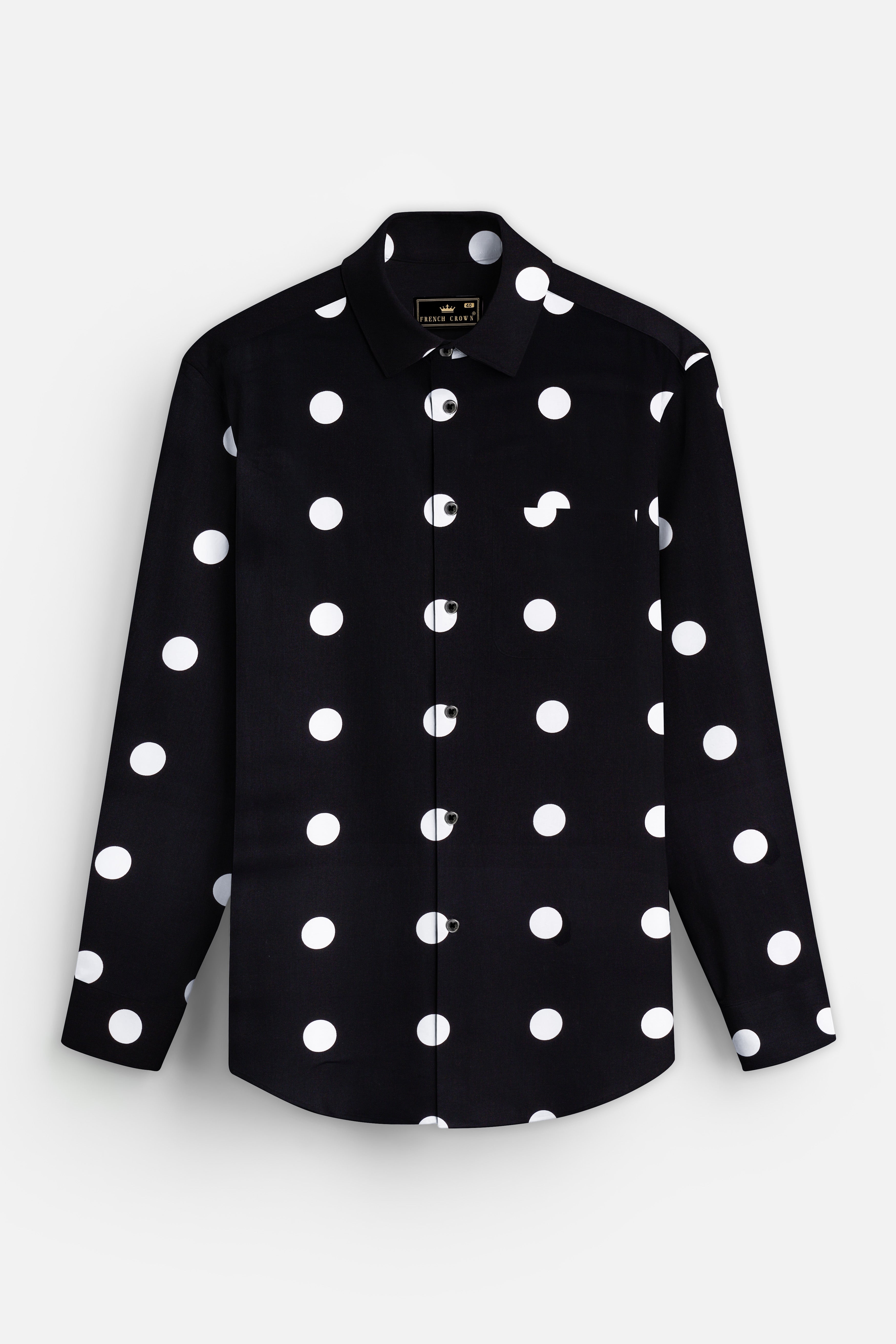 Jade Black Polka Dotted Premium cotton Shirt