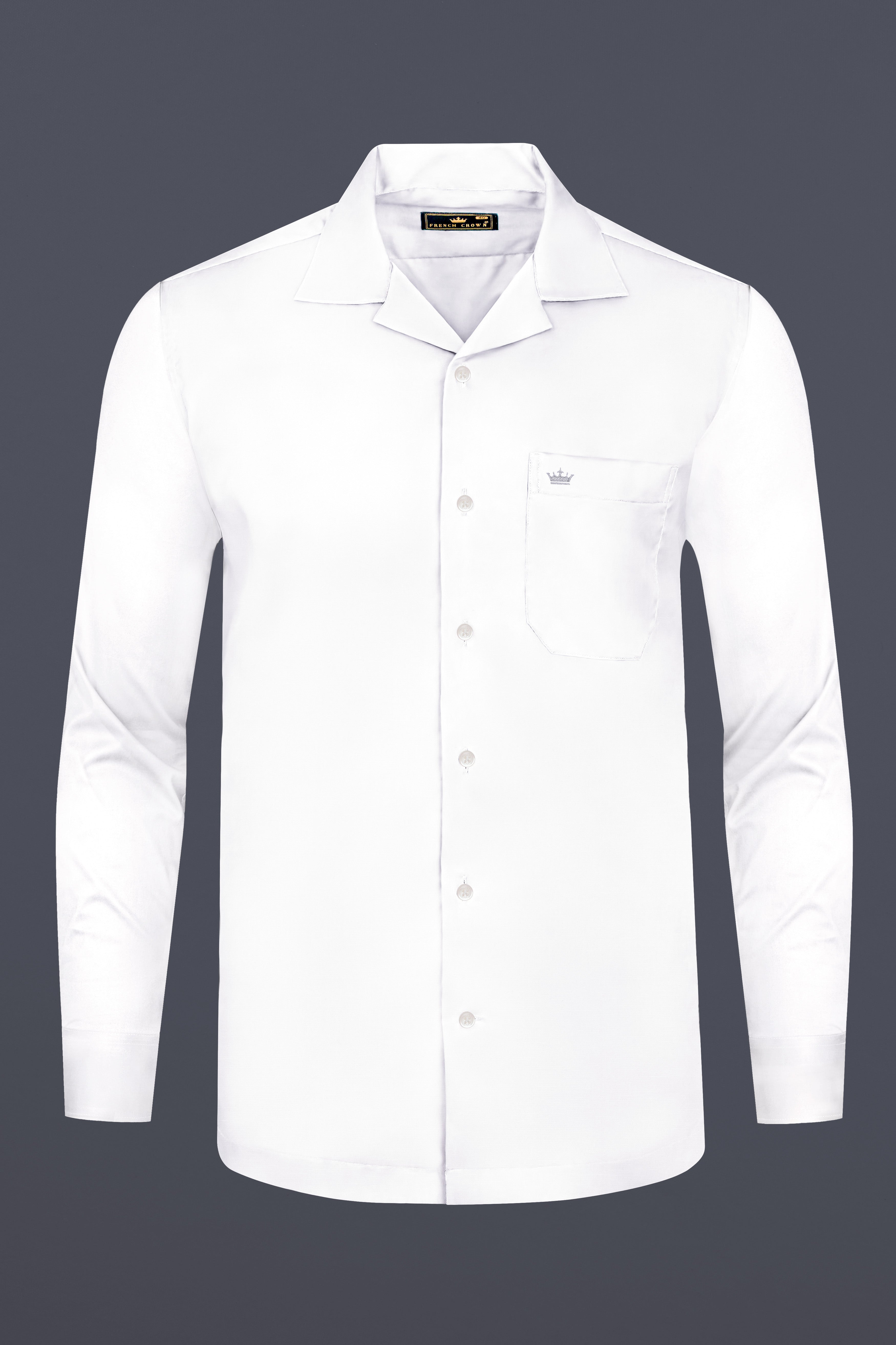 Bright White Cuban Collar Luxurious Linen Shirt