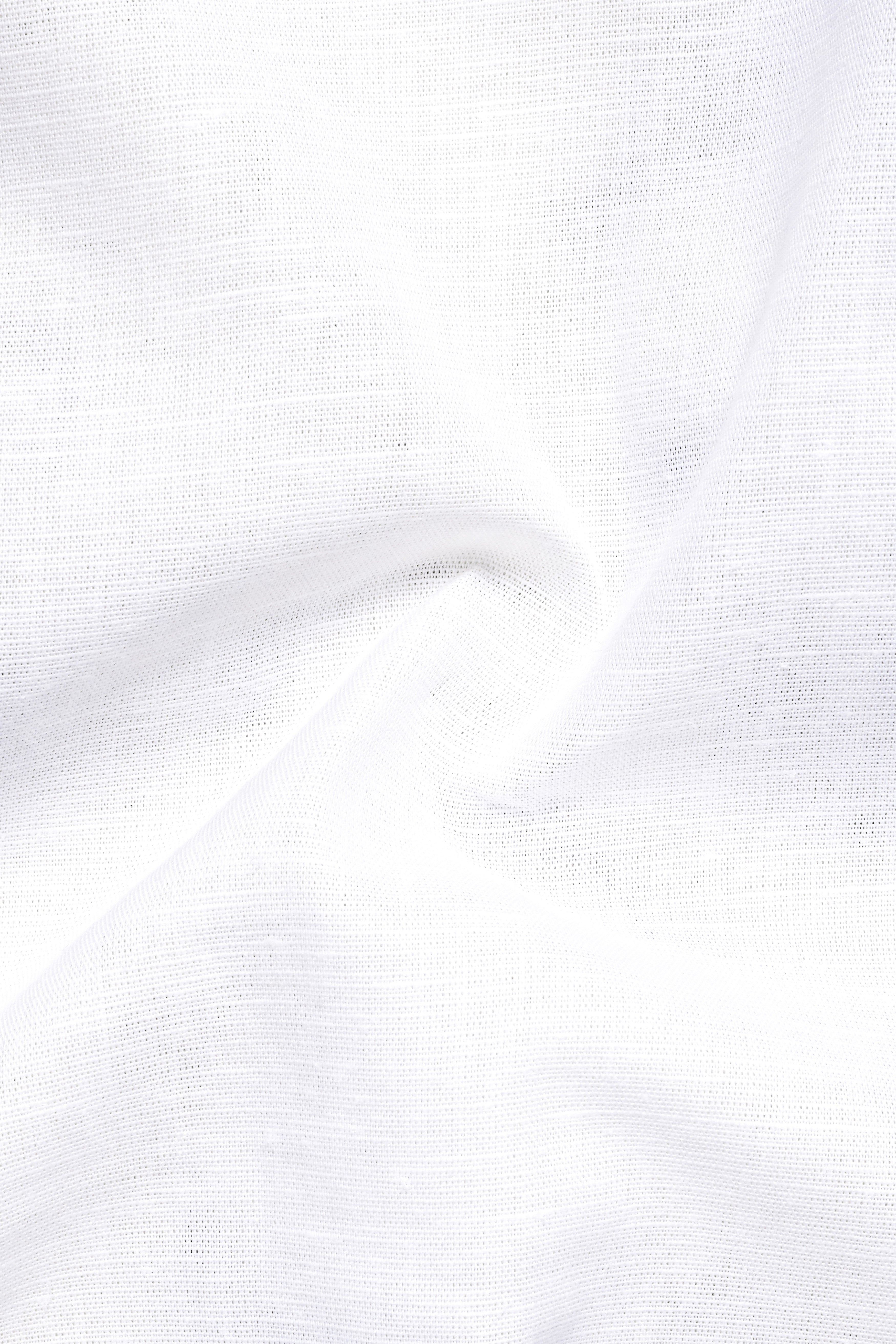 Bright White Cuban Collar Luxurious Linen Shirt