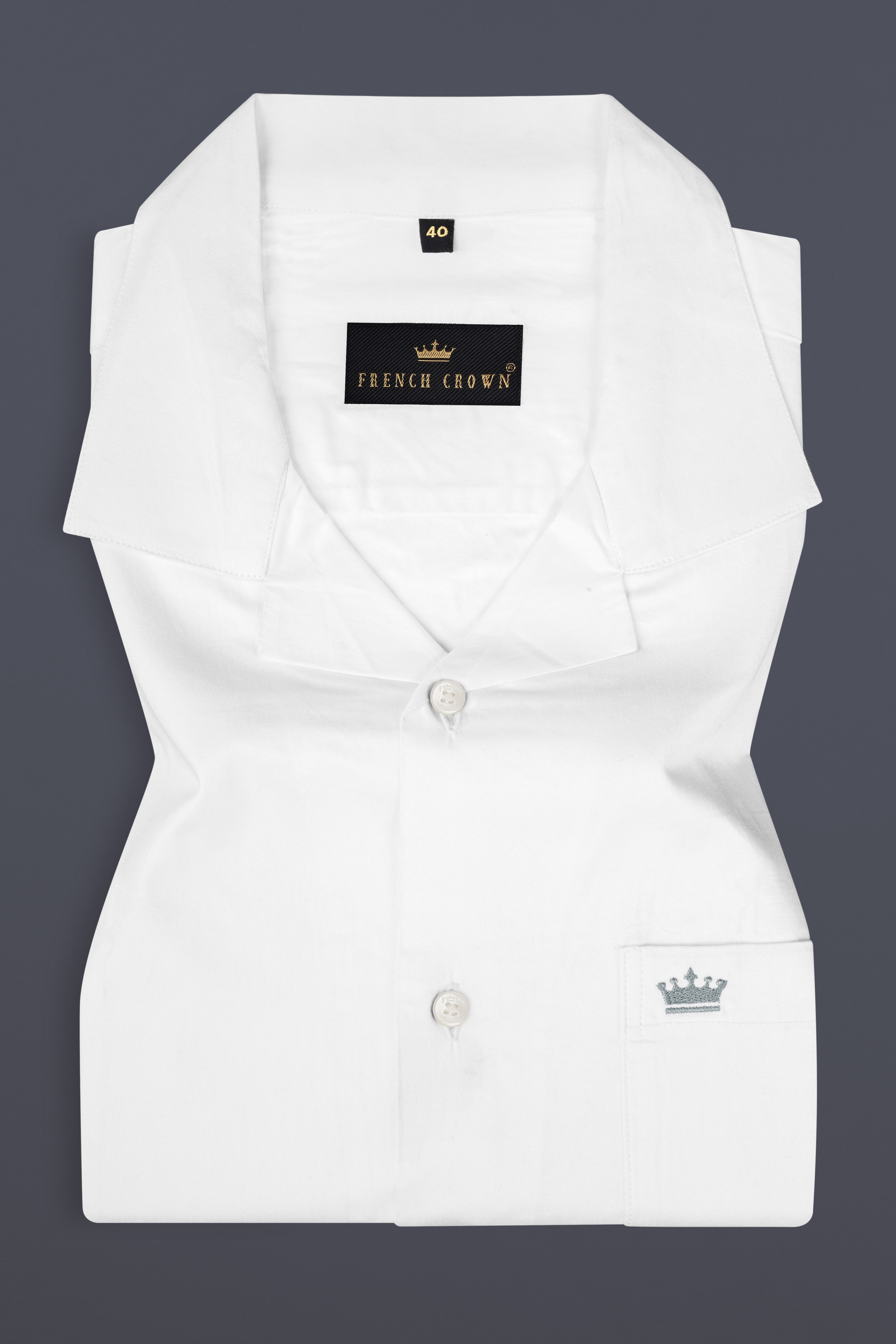 Bright White Subtle Sheen Cuban Collar Super Soft Giza Cotton SHIRT