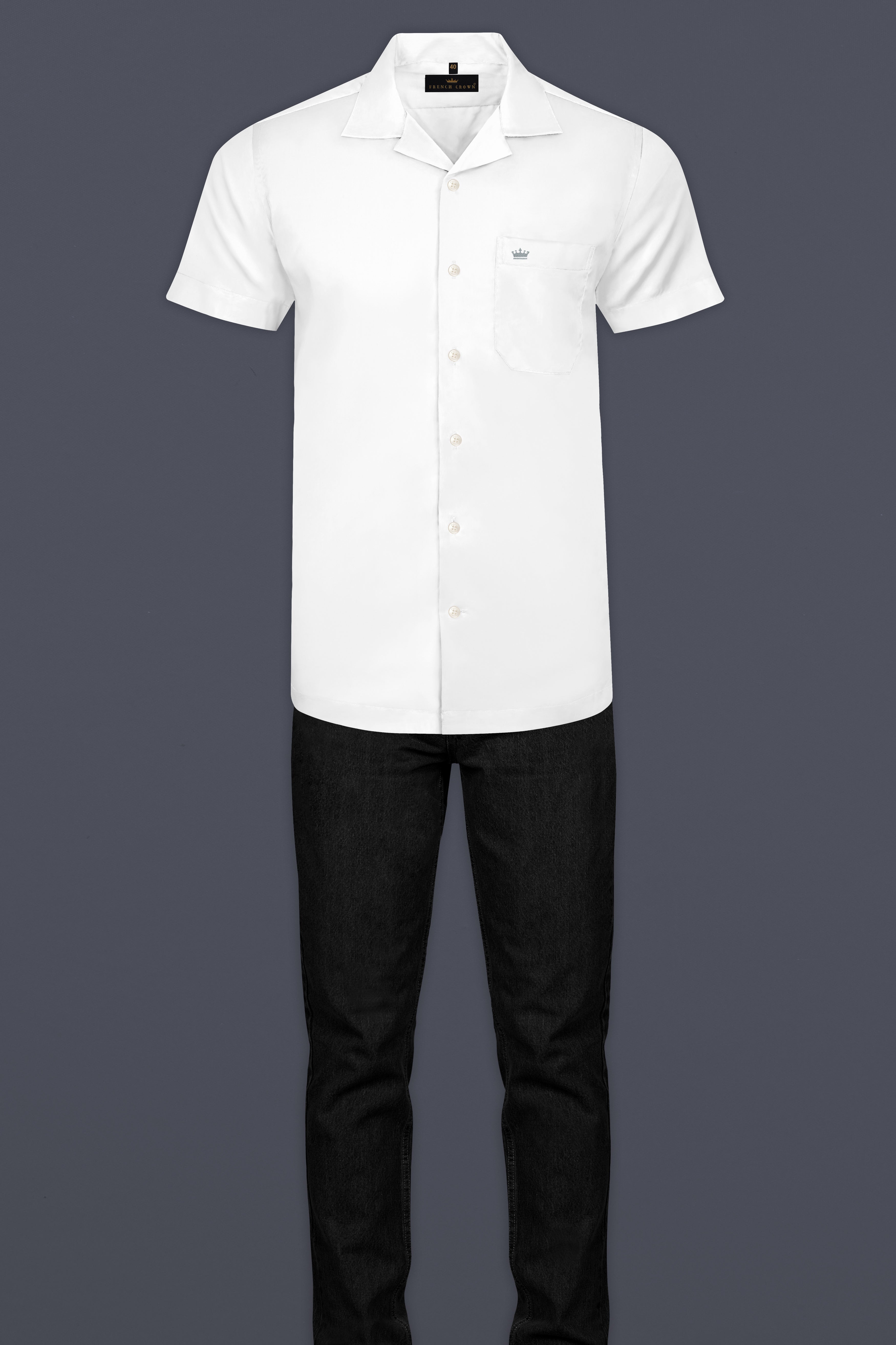 Bright White Subtle Sheen Cuban Collar Super Soft Giza Cotton SHIRT