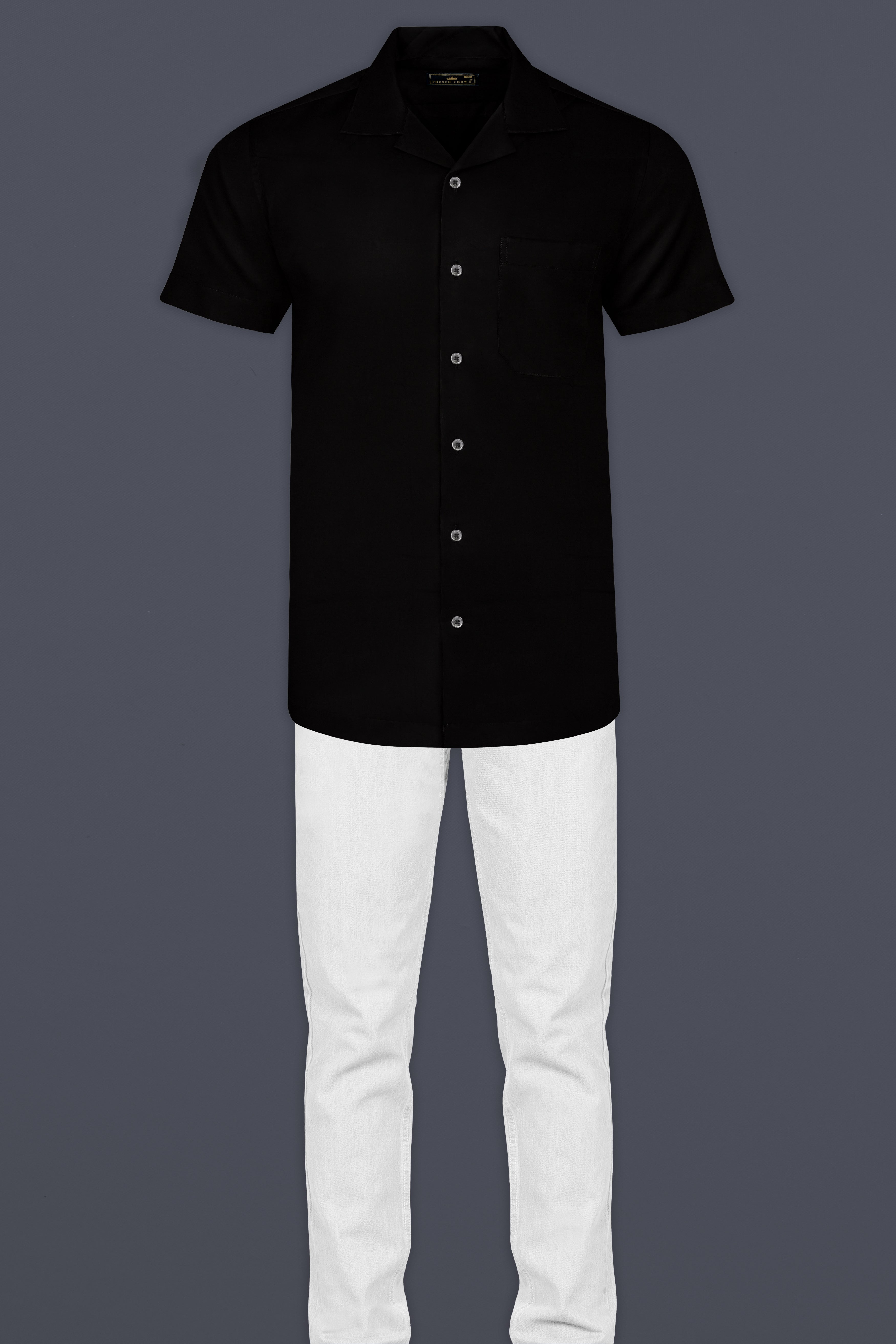 Jade Black Cuban Collar Super Soft Giza Cotton Shirt