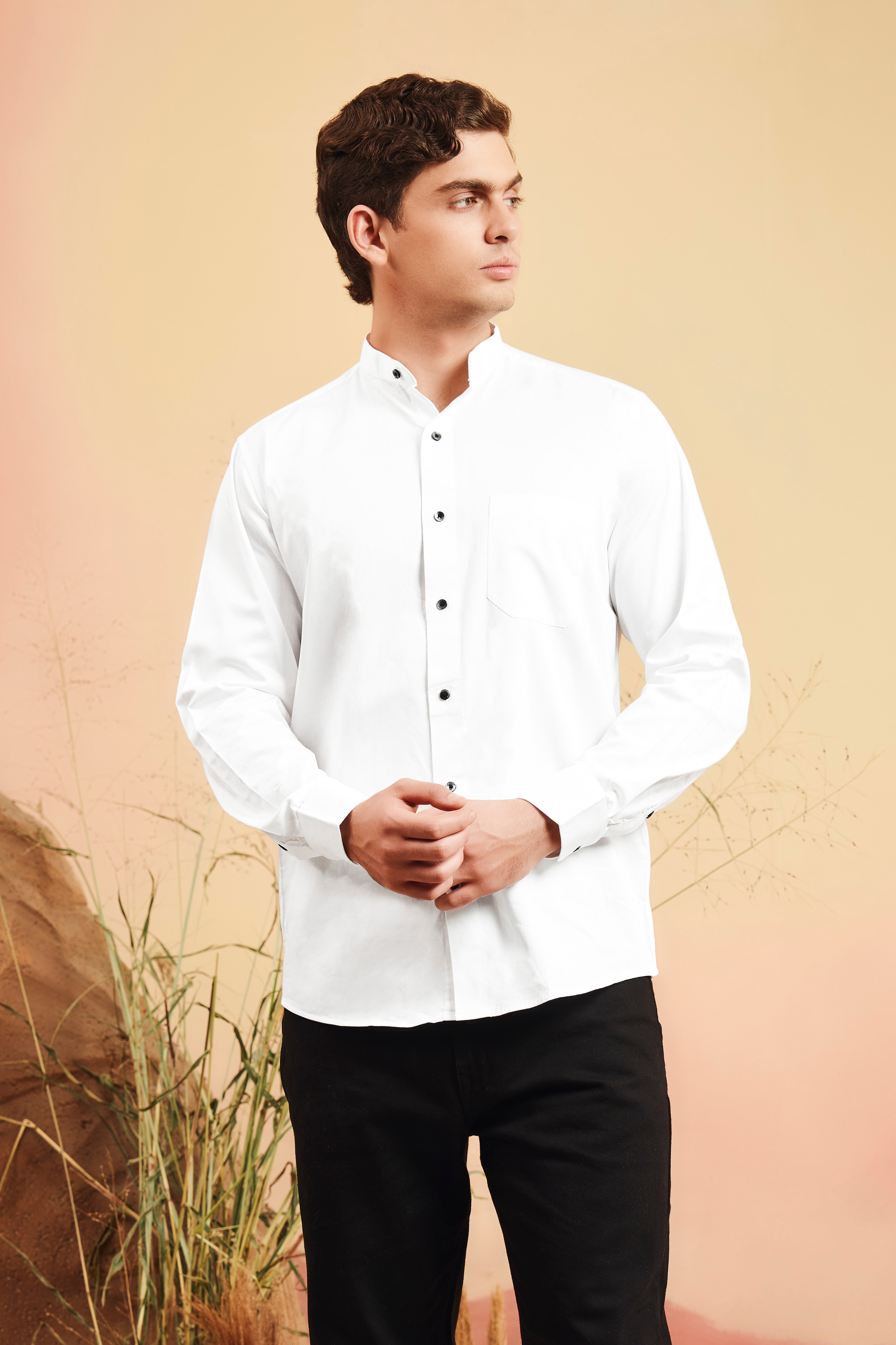 Bright White Subtle Sheen Premium Giza Cotton shirt