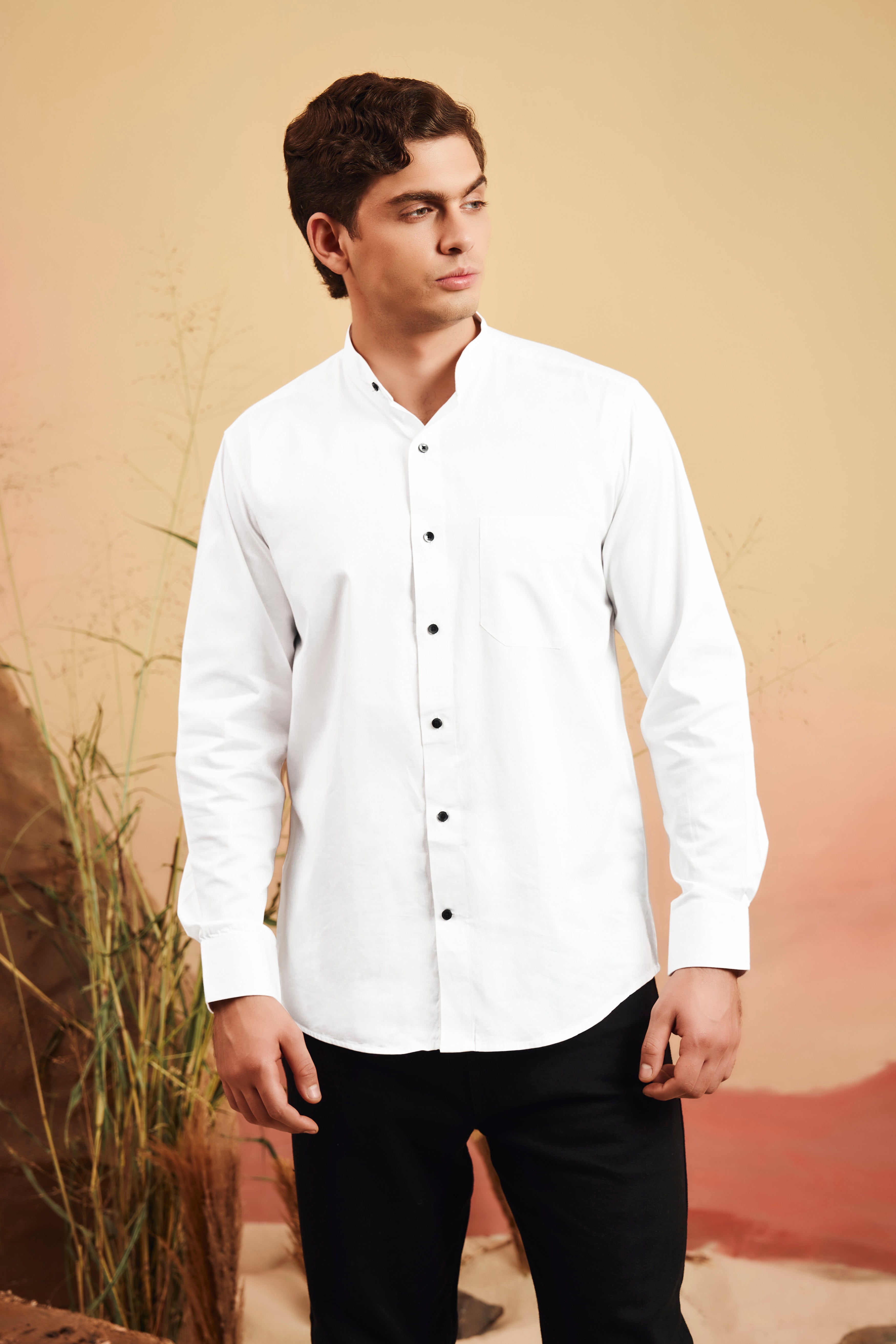 Bright White Subtle Sheen Premium Giza Cotton shirt