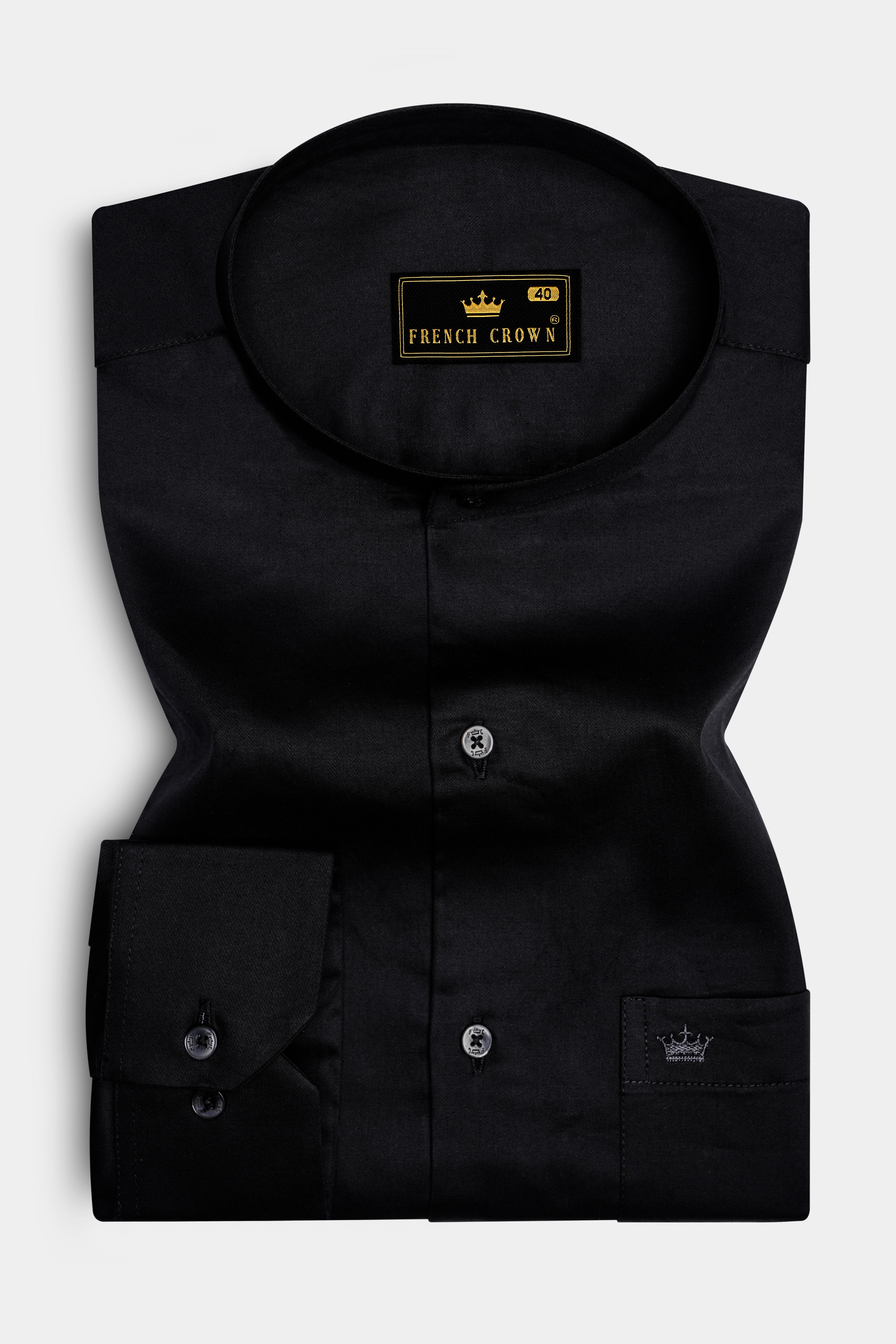 Jade Black Formal Plain-Solid Premium Cotton Shirt For Men
