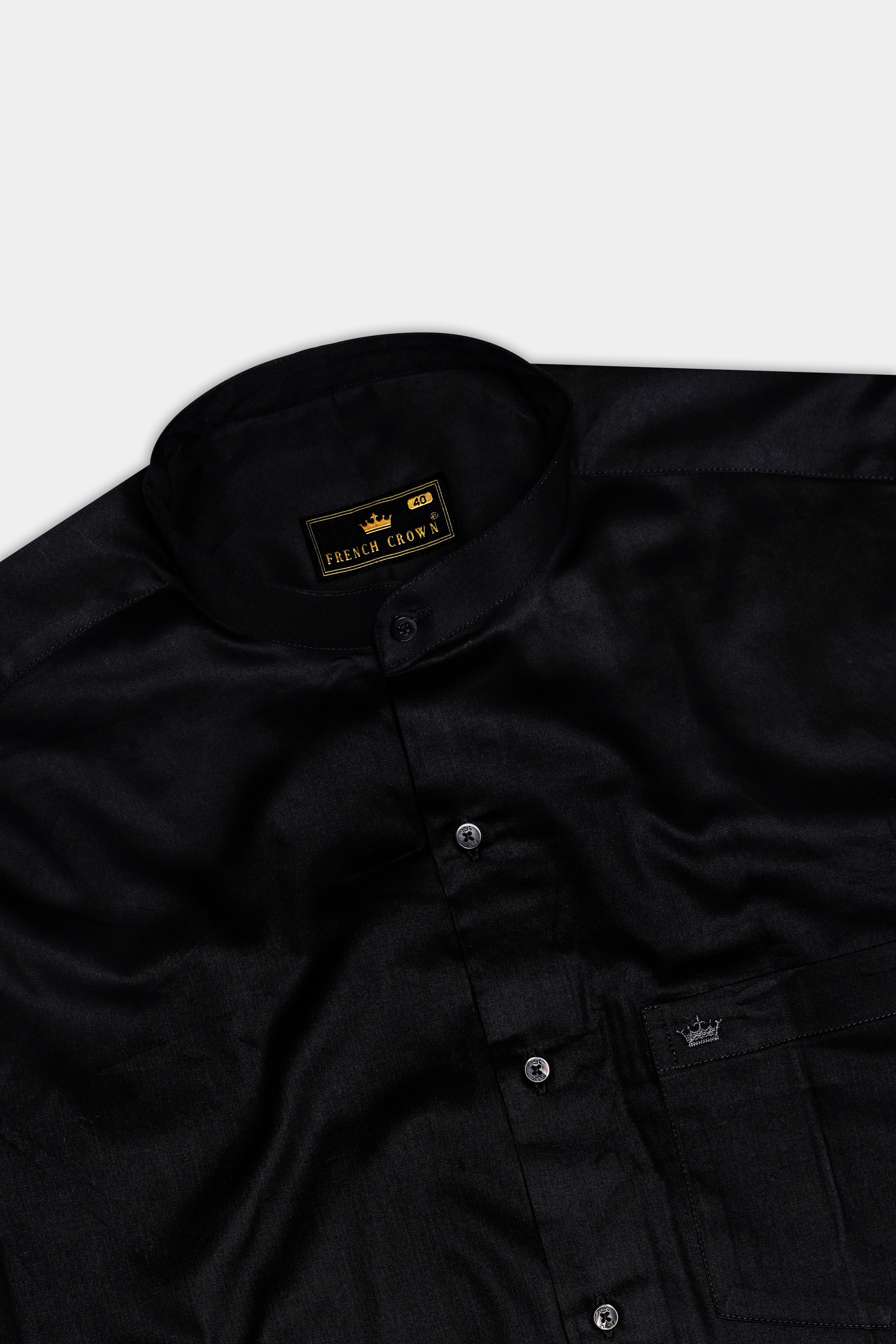 Jade Black Formal Plain-Solid Premium Cotton Shirt For Men