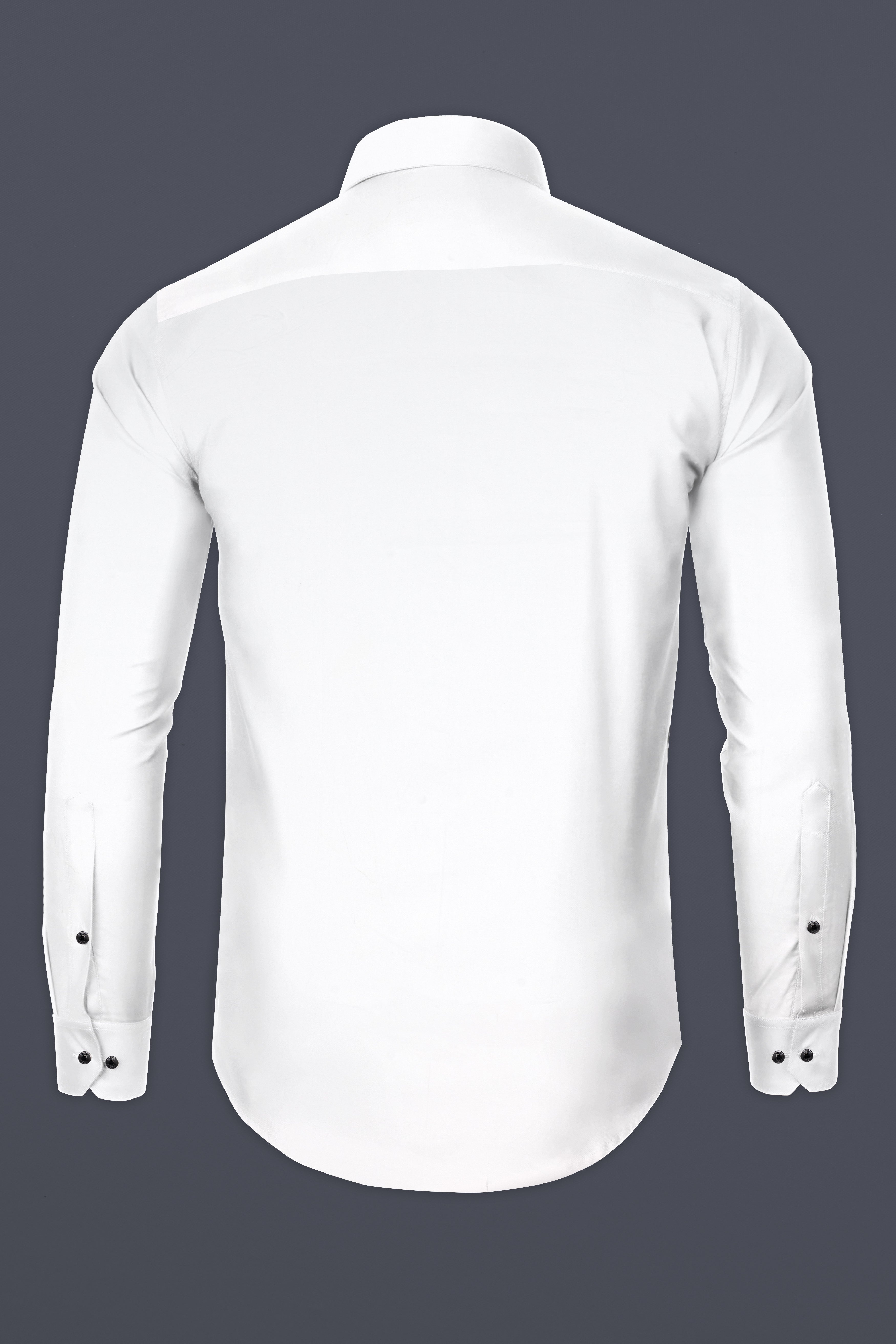 Bright White Subtle Sheen with Black Collar detailed Super Soft Giza Cotton SHIRT