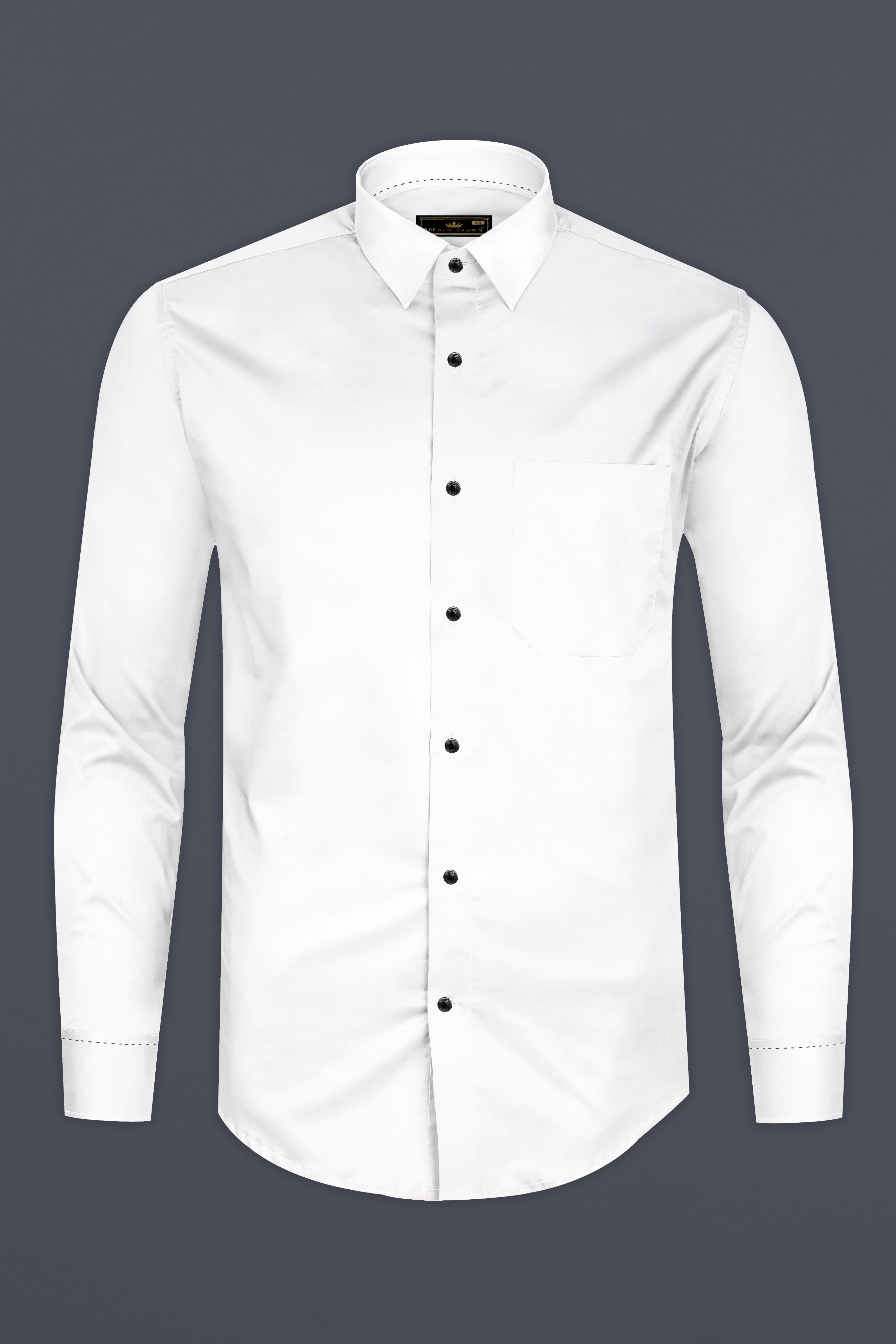 Bright White Subtle Sheen Rice Stitching Patterned Designer Super Soft Giza Cotton SHIRT