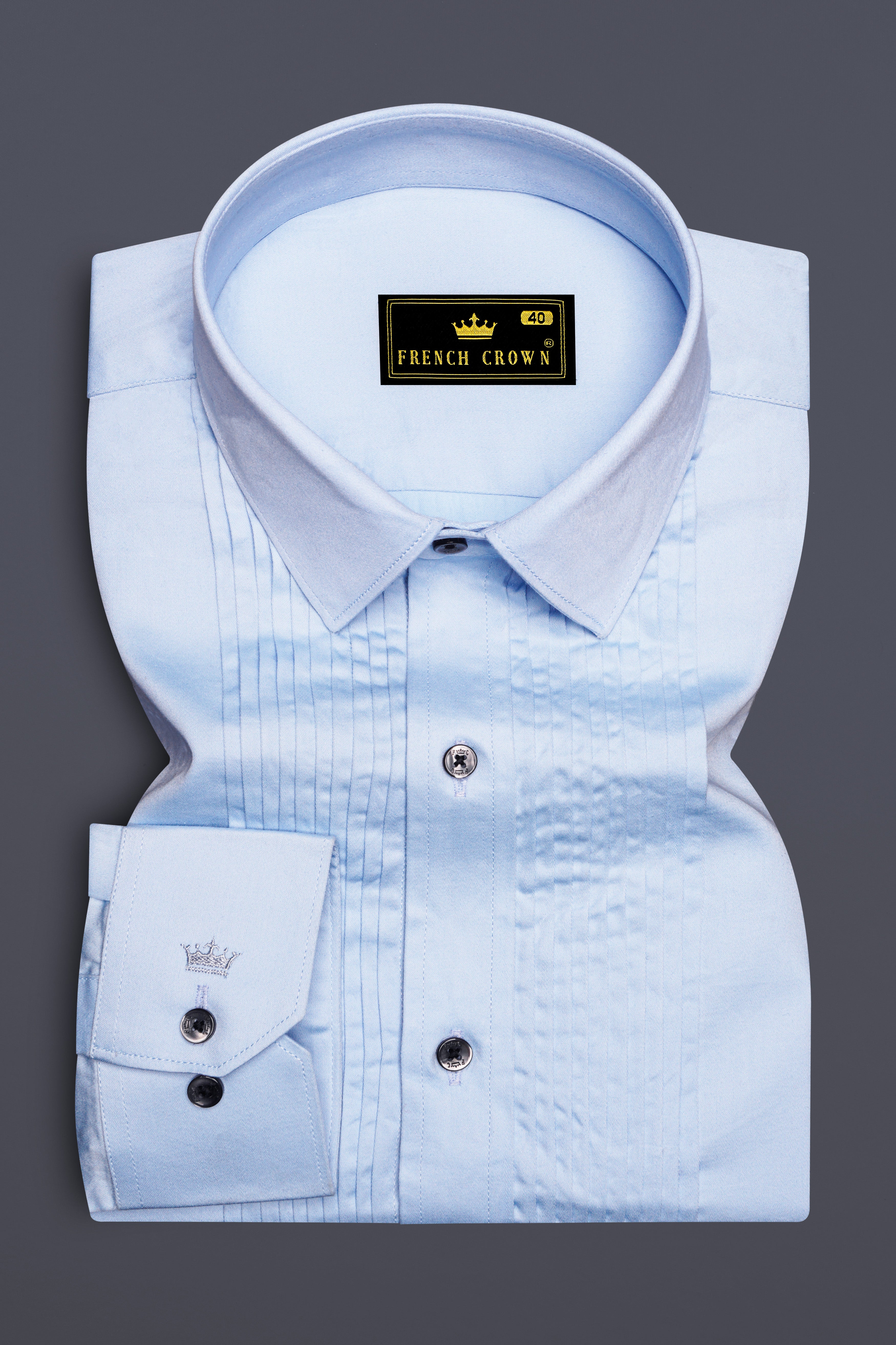Tropical Blue Snake Pleated Super Soft Premium Cotton Tuxedo Shirt
