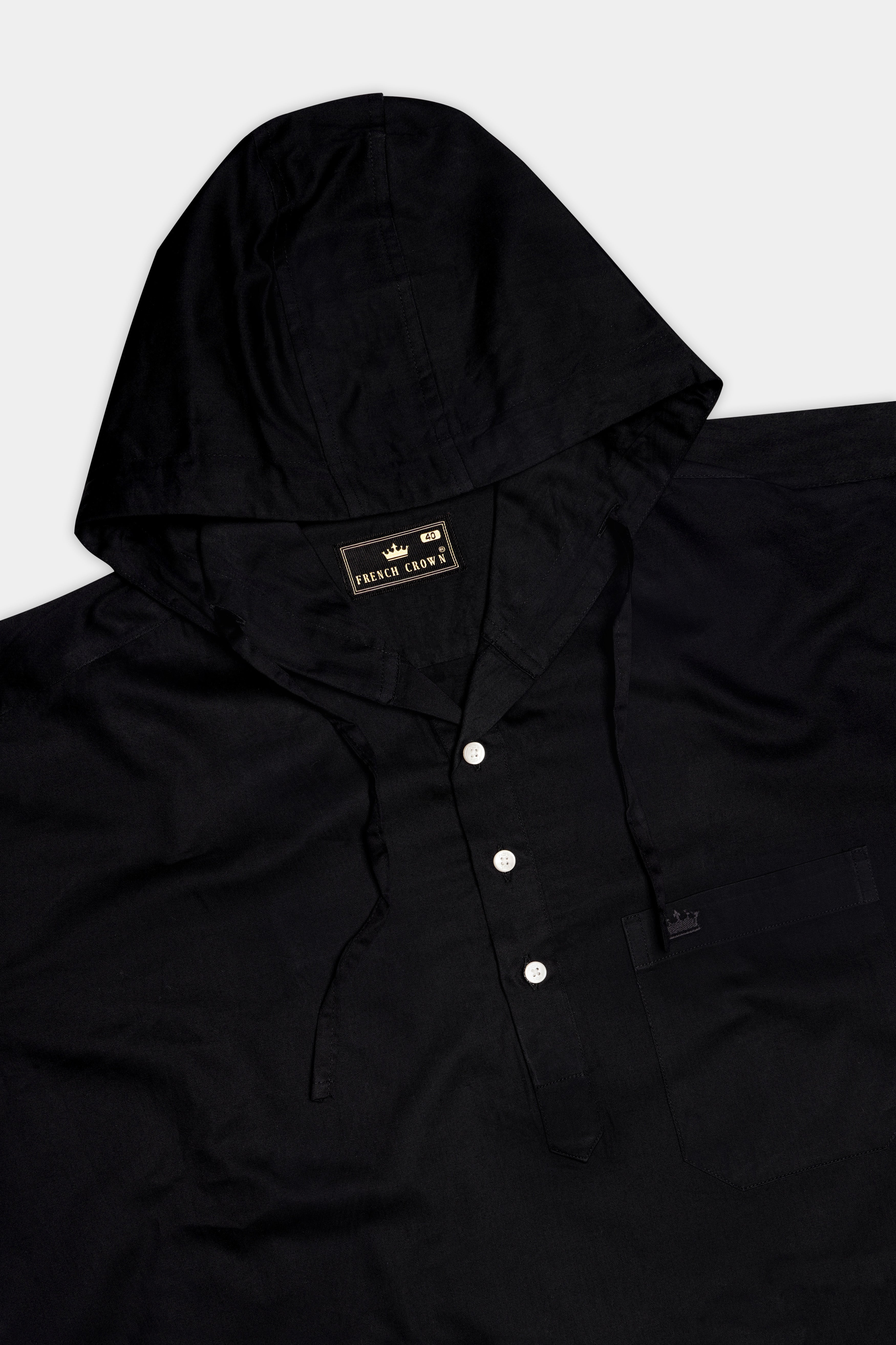 Jade Black Plain-Solid Premium Cotton Hoodie Shirt For Men