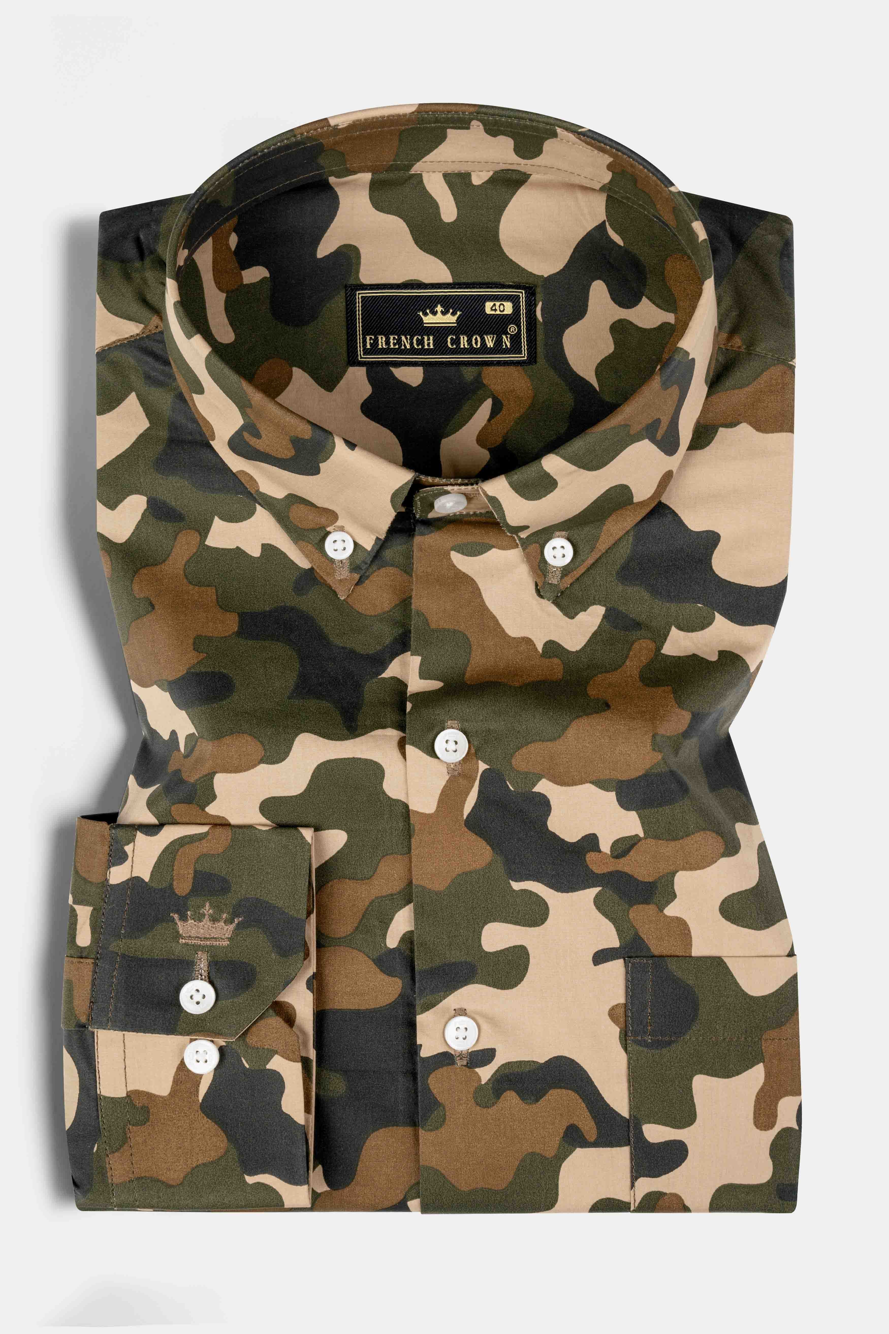 Camouflage Military Print Royal Oxford Shirt