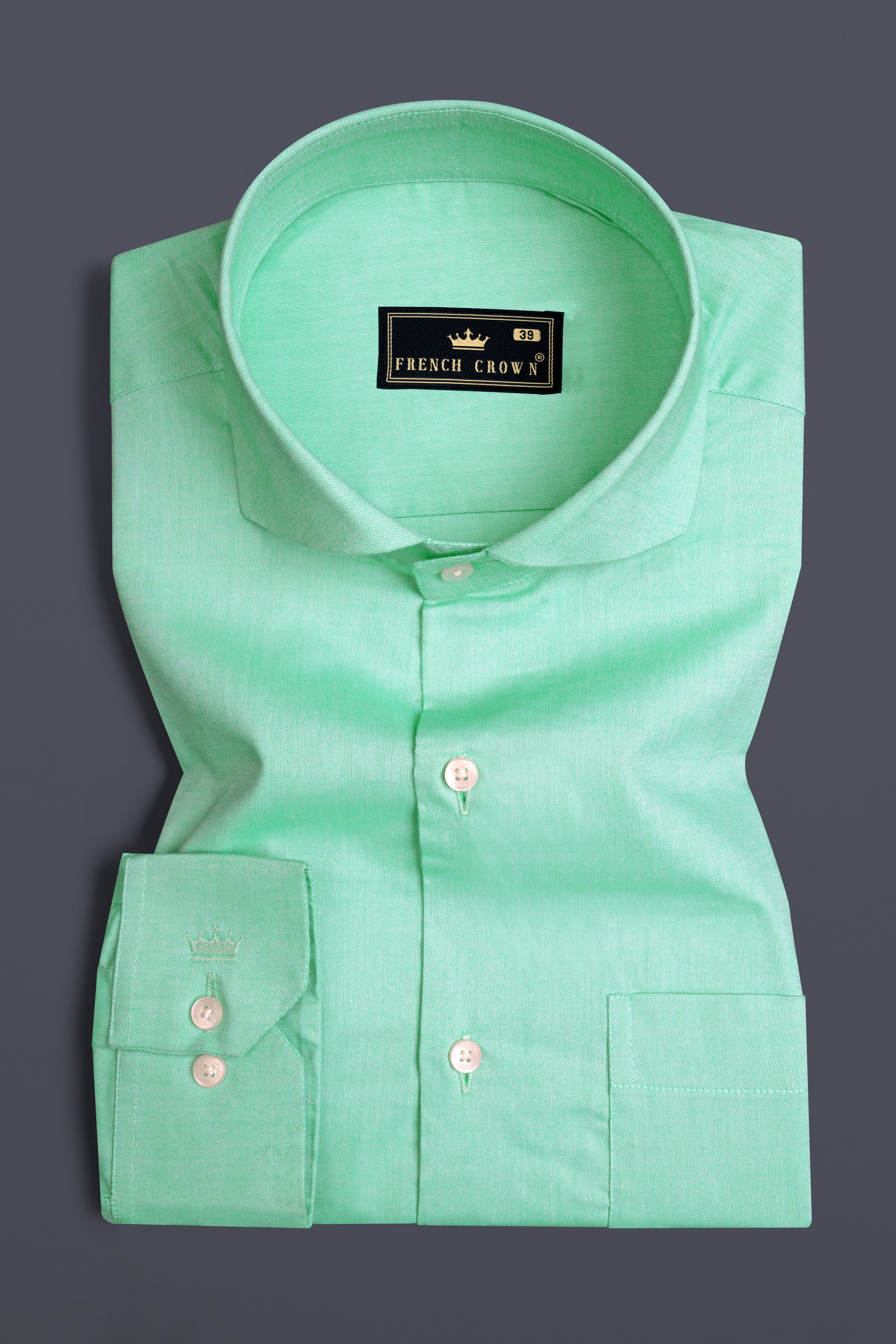 Algae Green Solid Royal Oxford Shirt